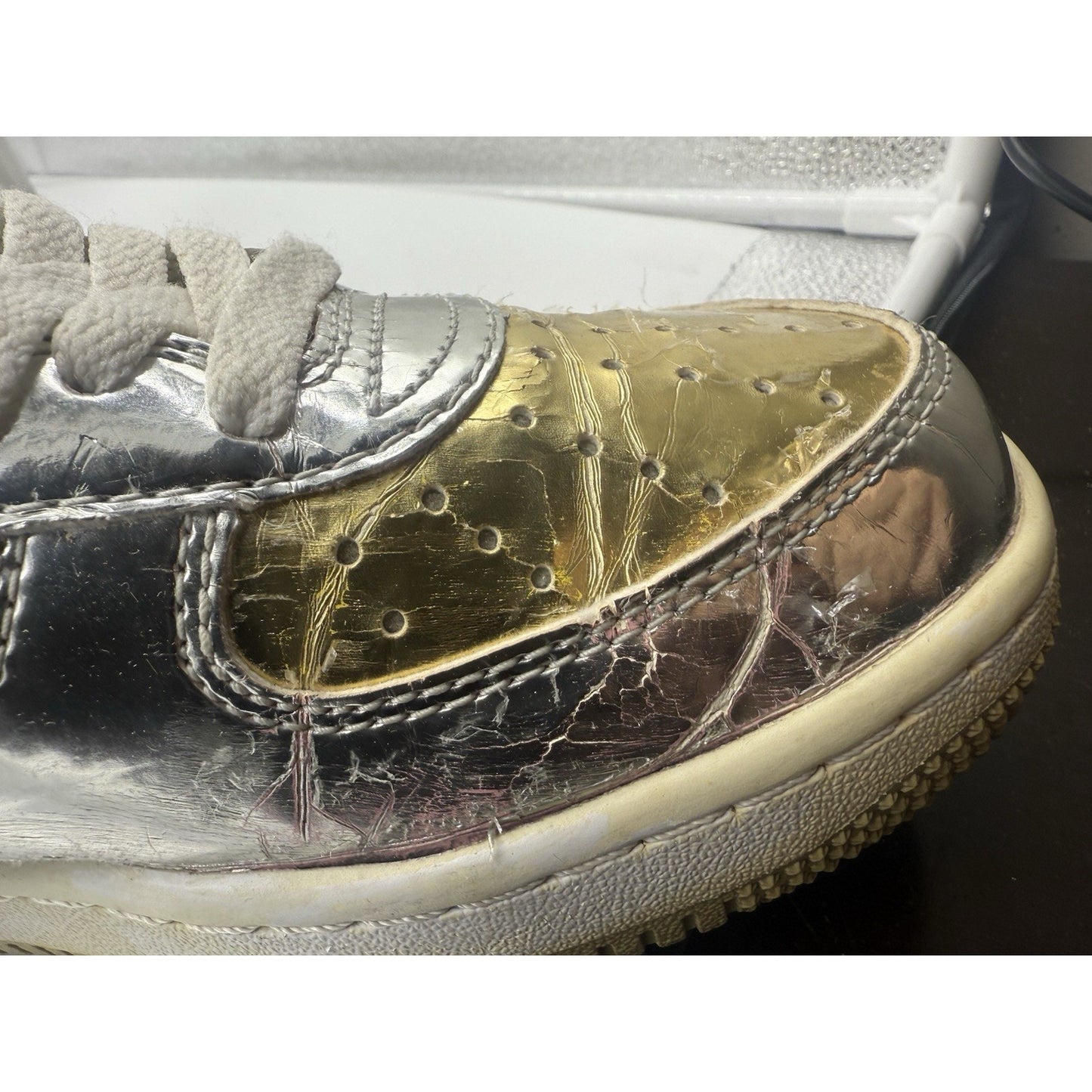 Size 8.5 Bapesta X Nigo Silver And Gold Bape Very Rare