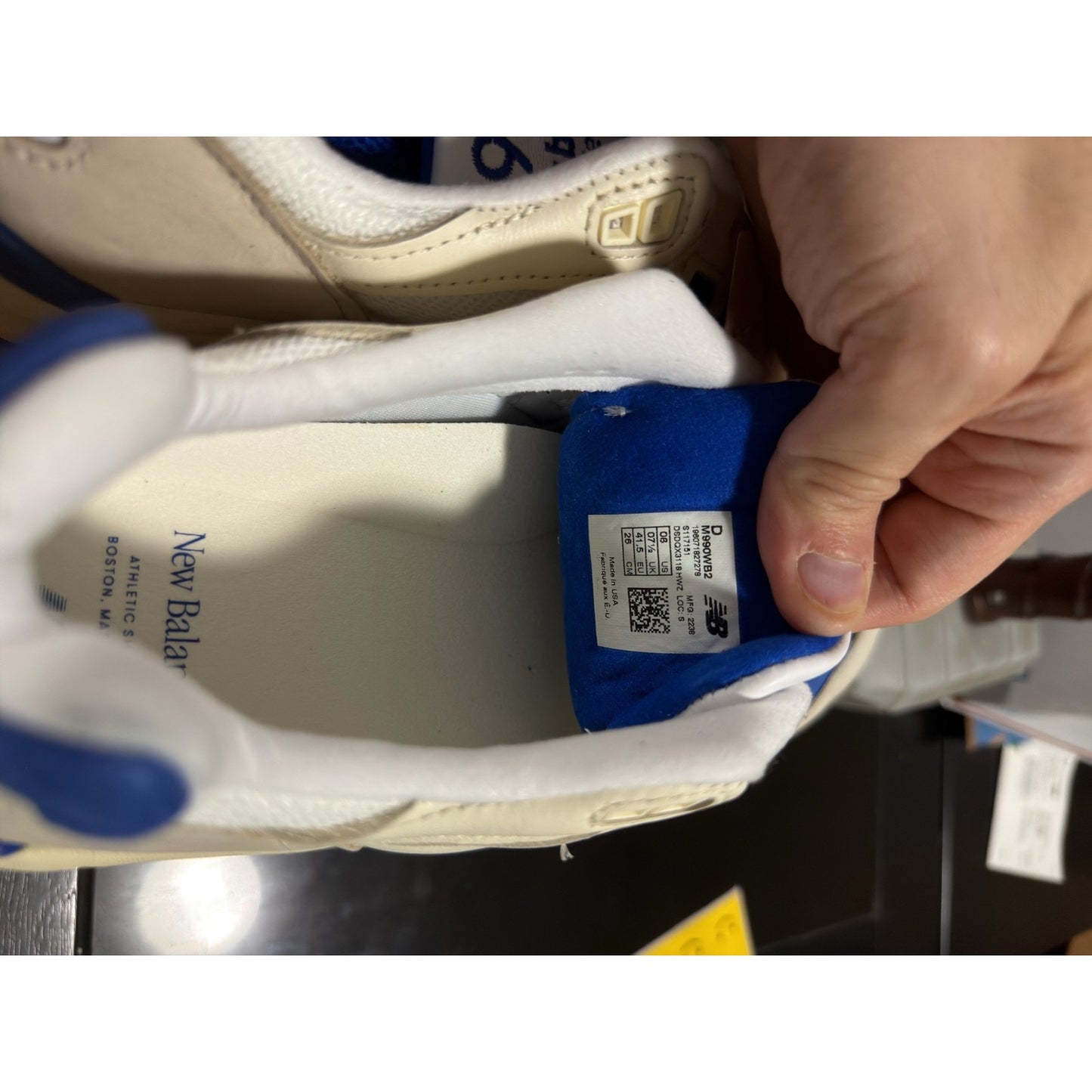 Size 8 - New Balance 990v2 MiUSA White Blue - New