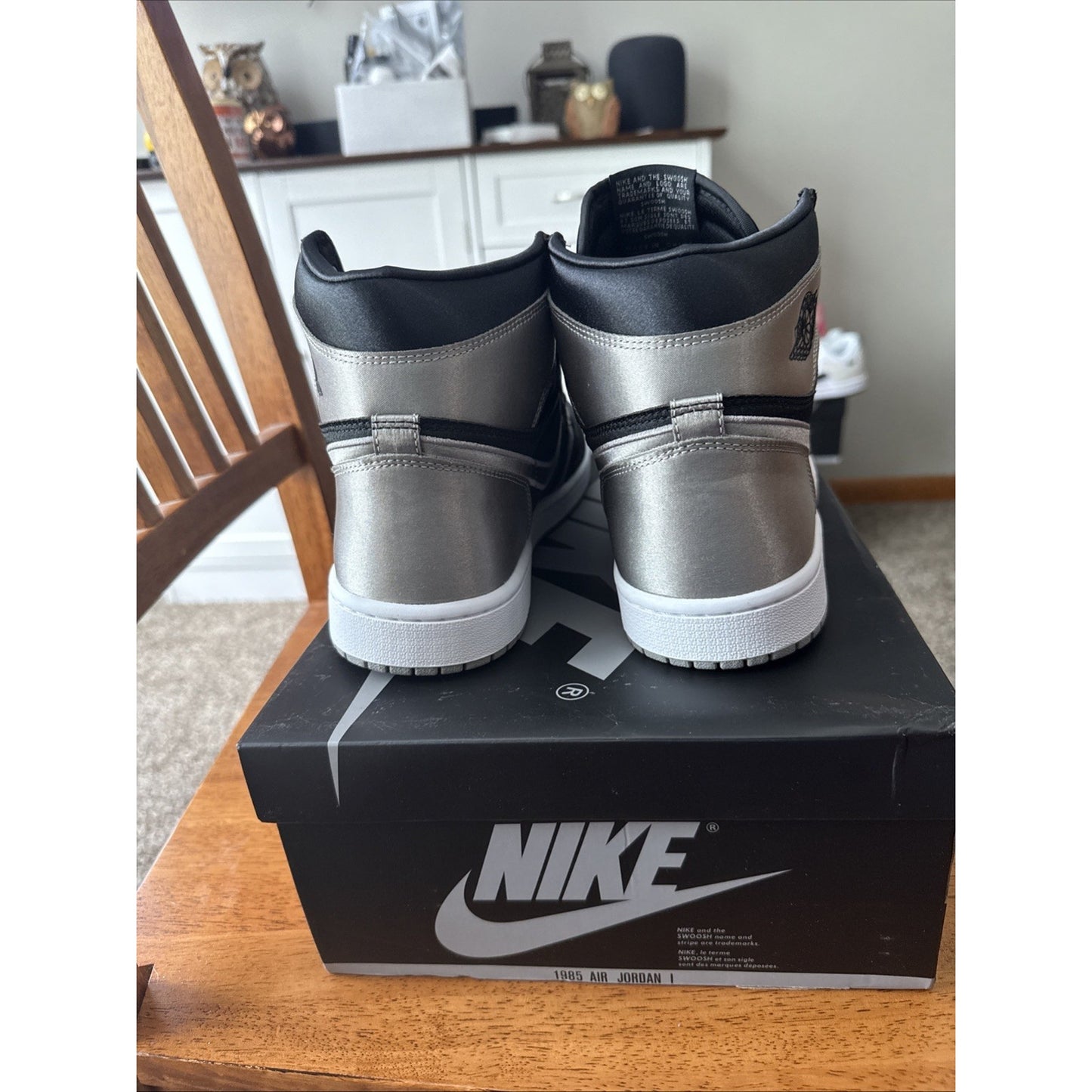 Air Jordan 1 High Retro OG Satin Shadow Black Women's 11 / Mens Size 9.5 Grey BS063