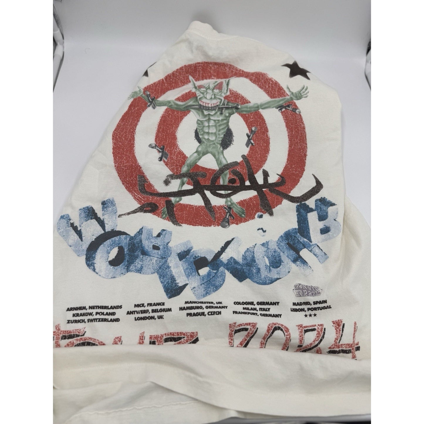 Travis Scott Utopia Album Tour Skitzo Circus Maximus 2023 Tee White Size Large