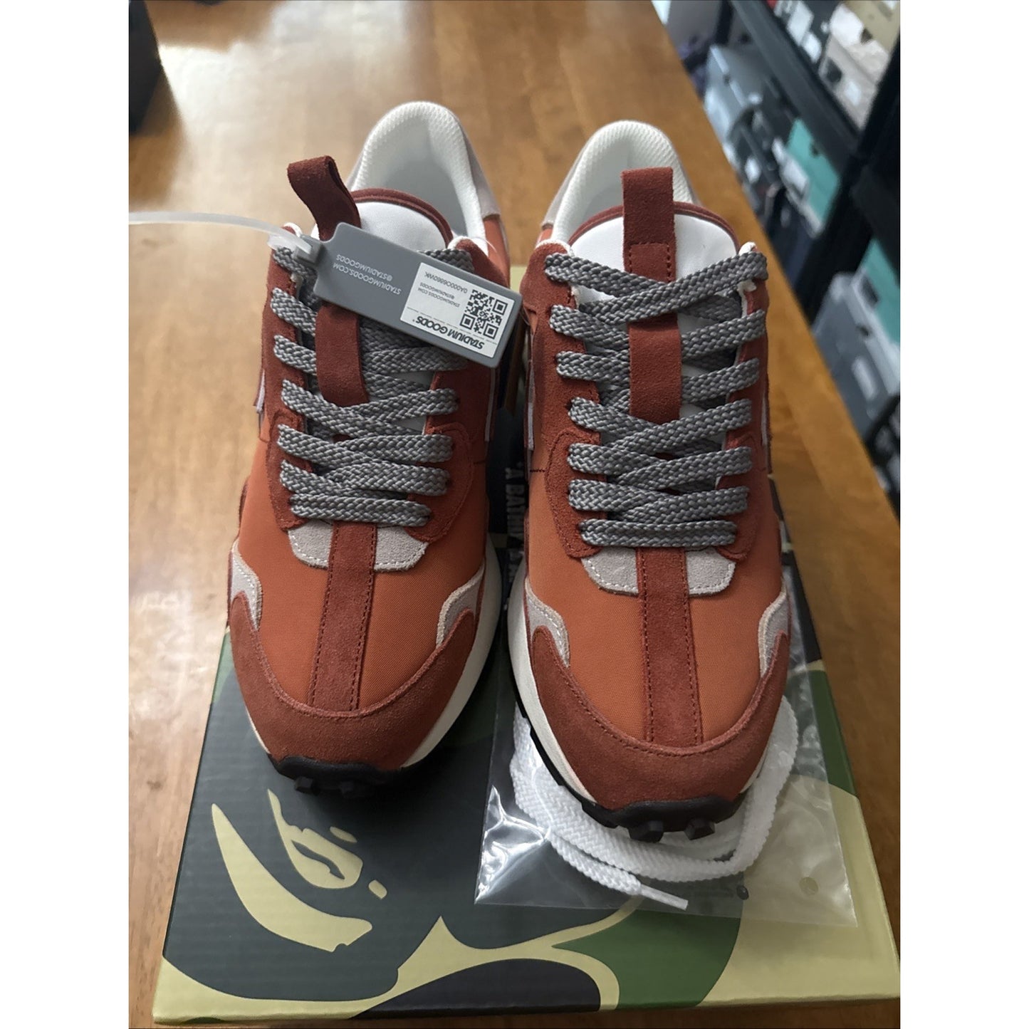 Size 7 - A Bathing Ape Roadsta Low Orange Grey bape