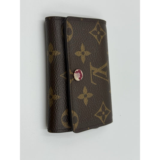 LOUIS VUITTON key case multicle 6 _ monogram canvas BRW_ fuchsia leather Used