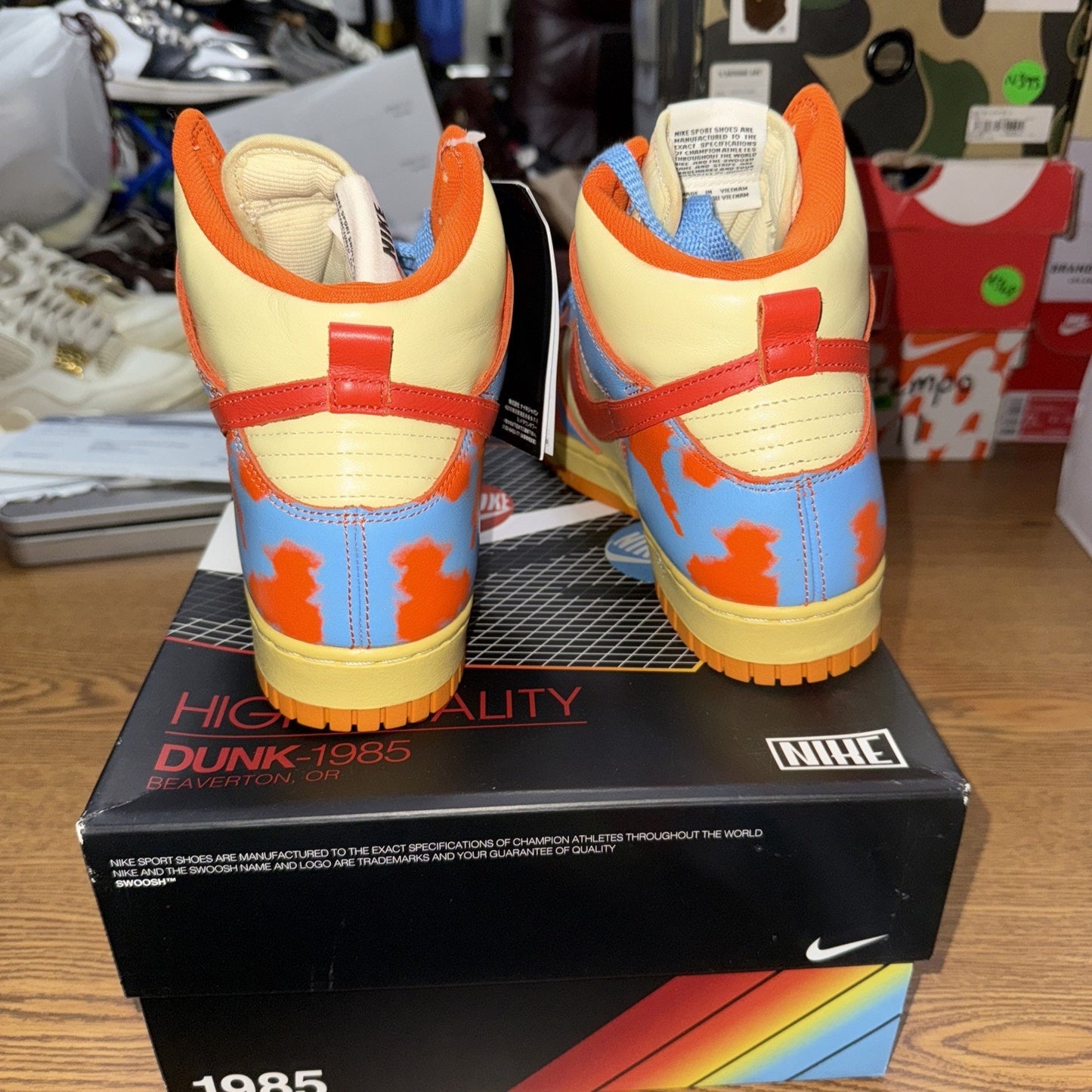 Size 9.5 - Nike Dunk 1985 High Orange Acid Wash