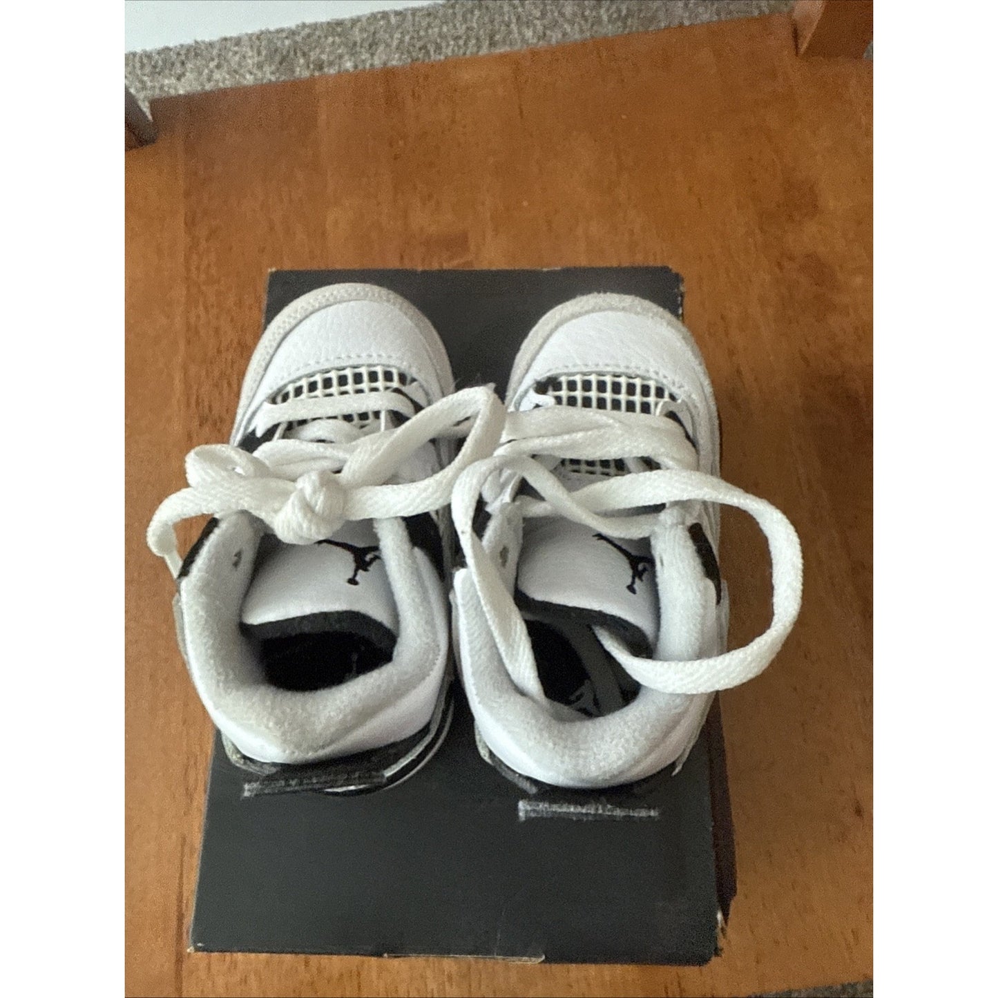 Size 5c - Jordan 4 Retro Military Black (TD) BS0136