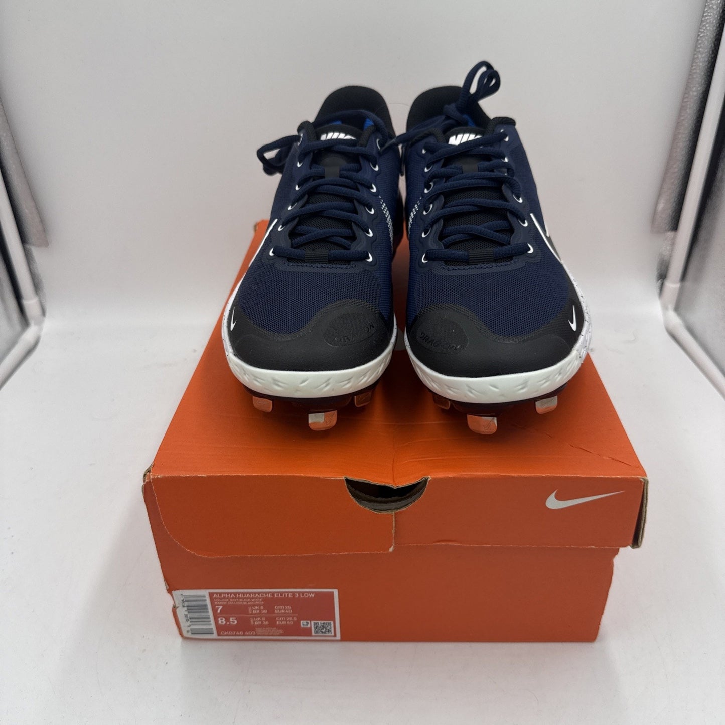 Size 7 - Nike Alpha Huarache Elite 3 Low College Navy