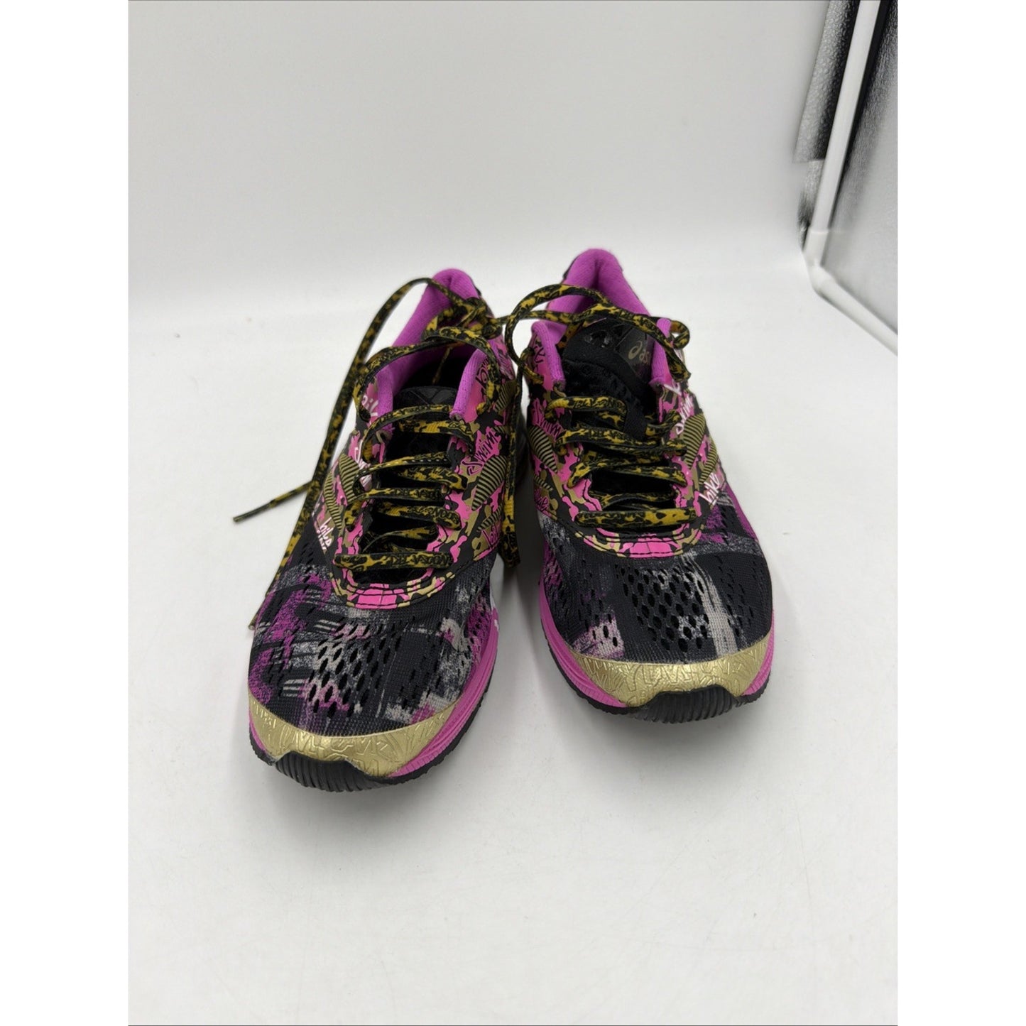 ASICS Gel Noosa Tri 10 Running Shoes Women's Size 7 Hot Pink Black Gold T5M9N