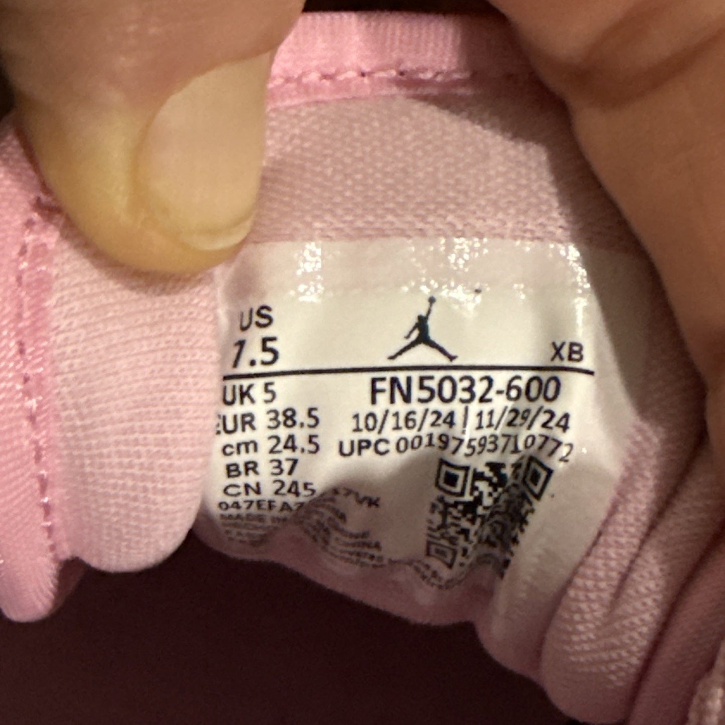 Size 7.5 - Air Jordan 1 Method of Make Low Perfect Pink W