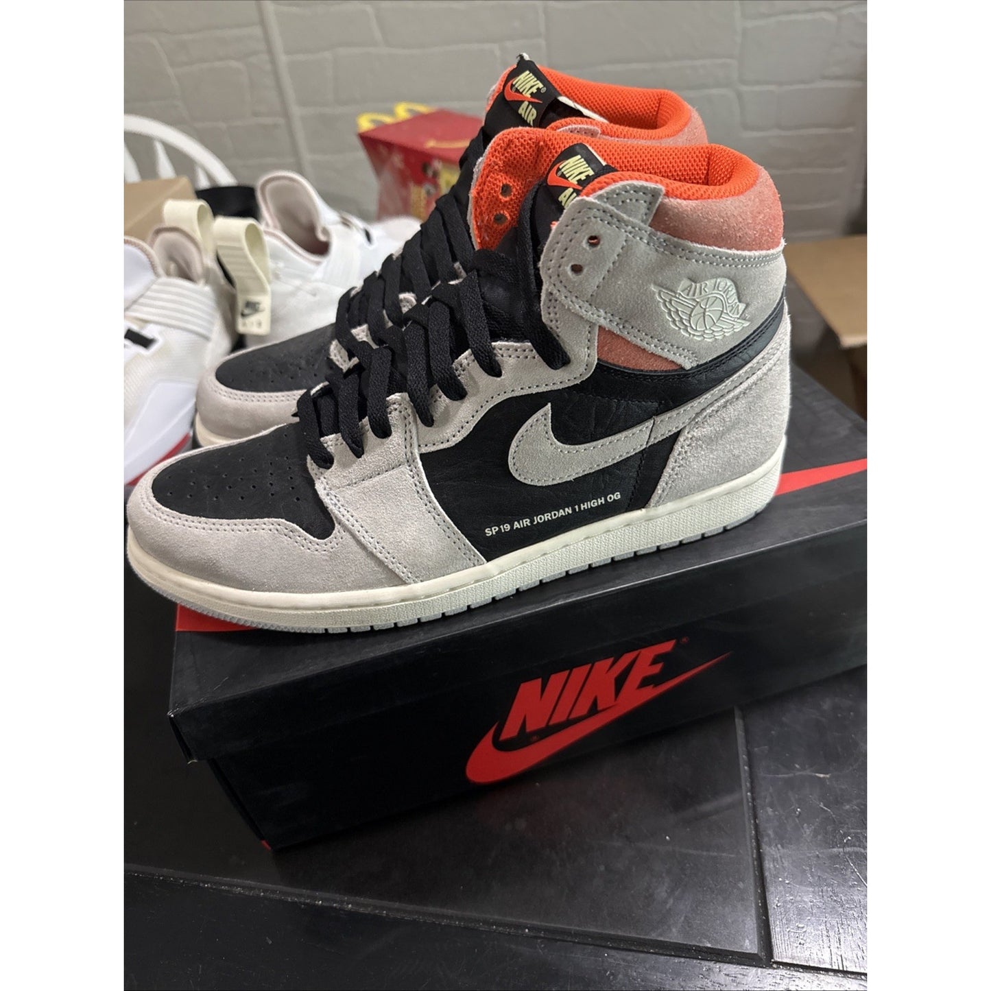 Size 10.5 - Air Jordan 1 Retro OG High Neutral Grey Hyper Crimson