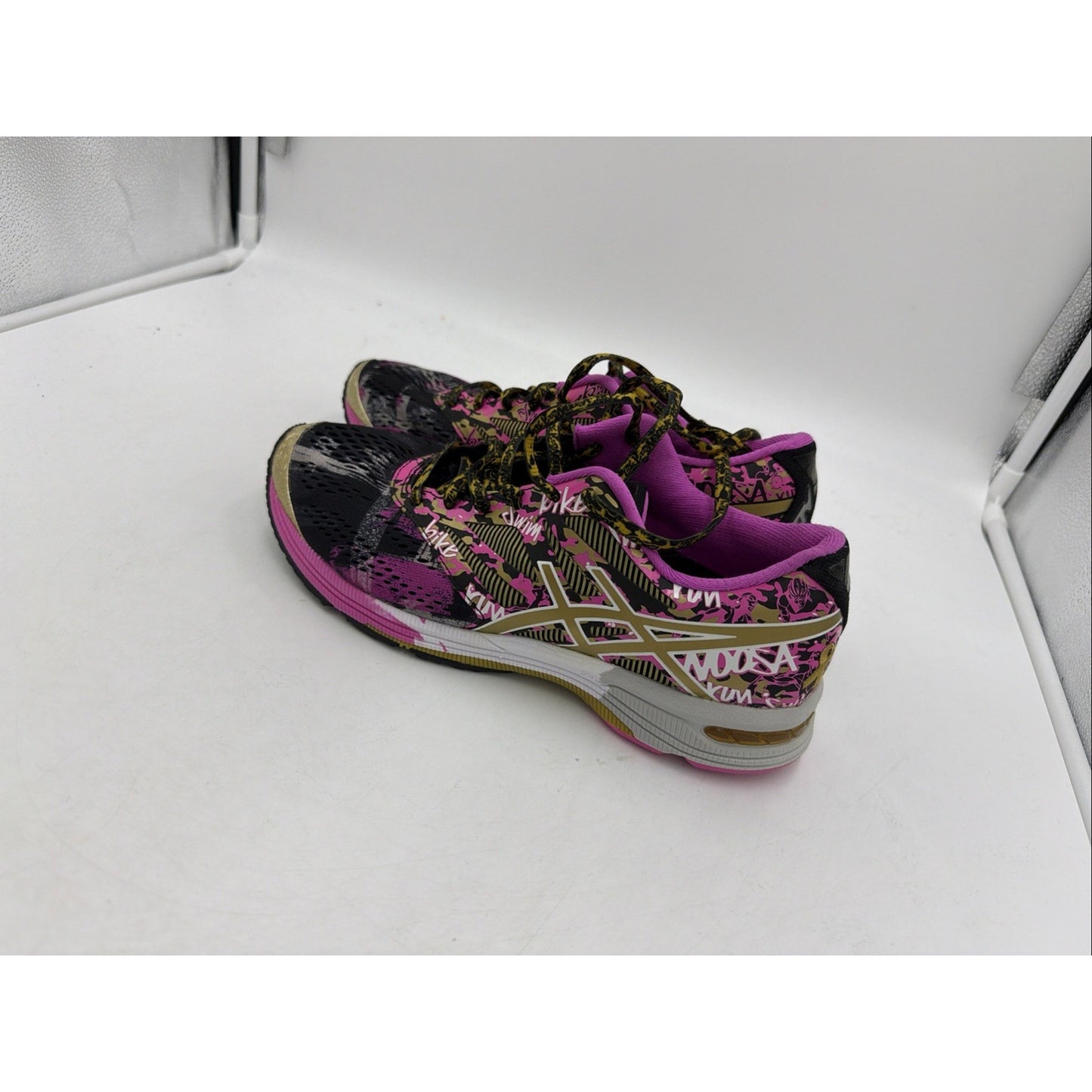 ASICS Gel Noosa Tri 10 Running Shoes Women's Size 7 Hot Pink Black Gold T5M9N