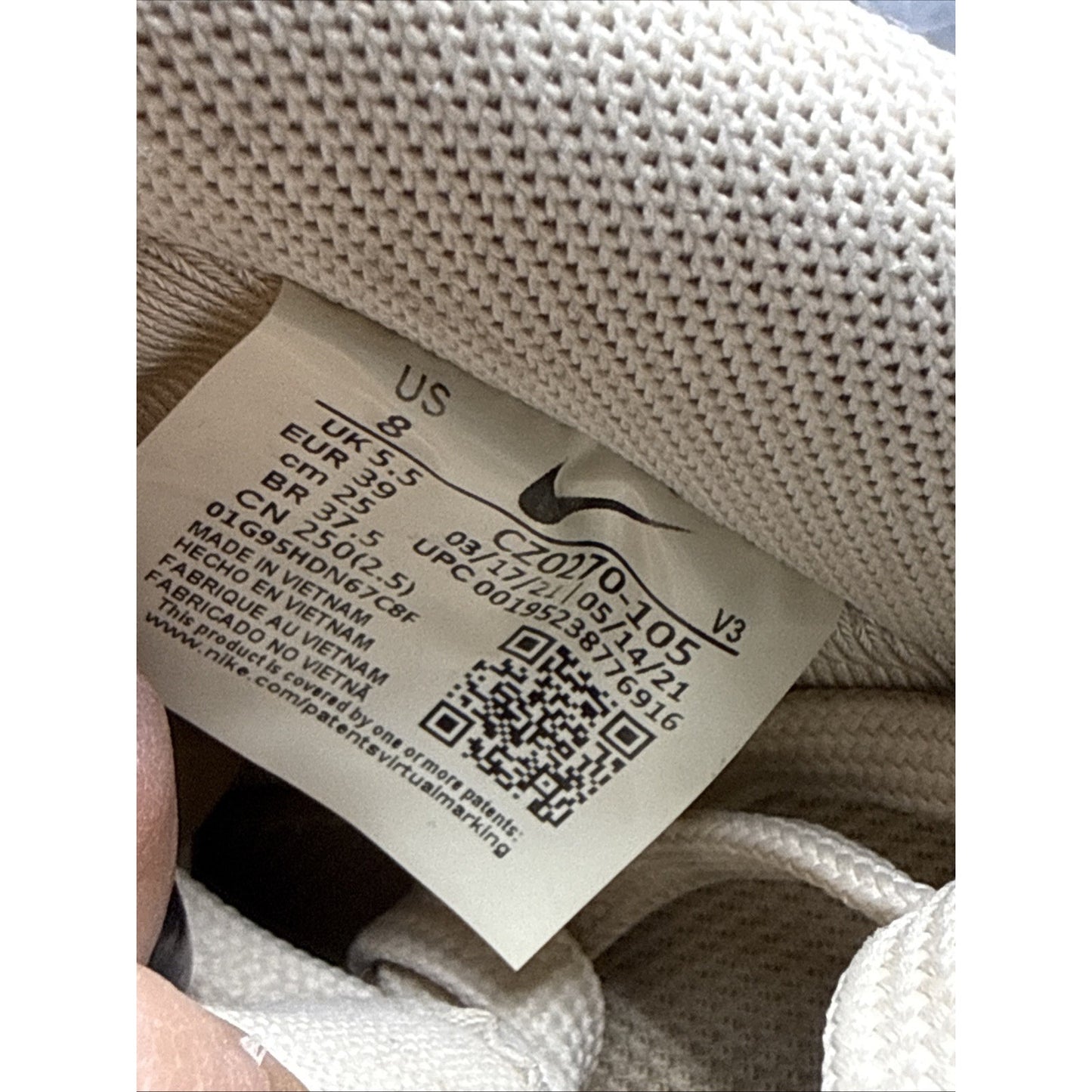 Size 8 - Nike Air Force 1 '07 Essential White Rattan W