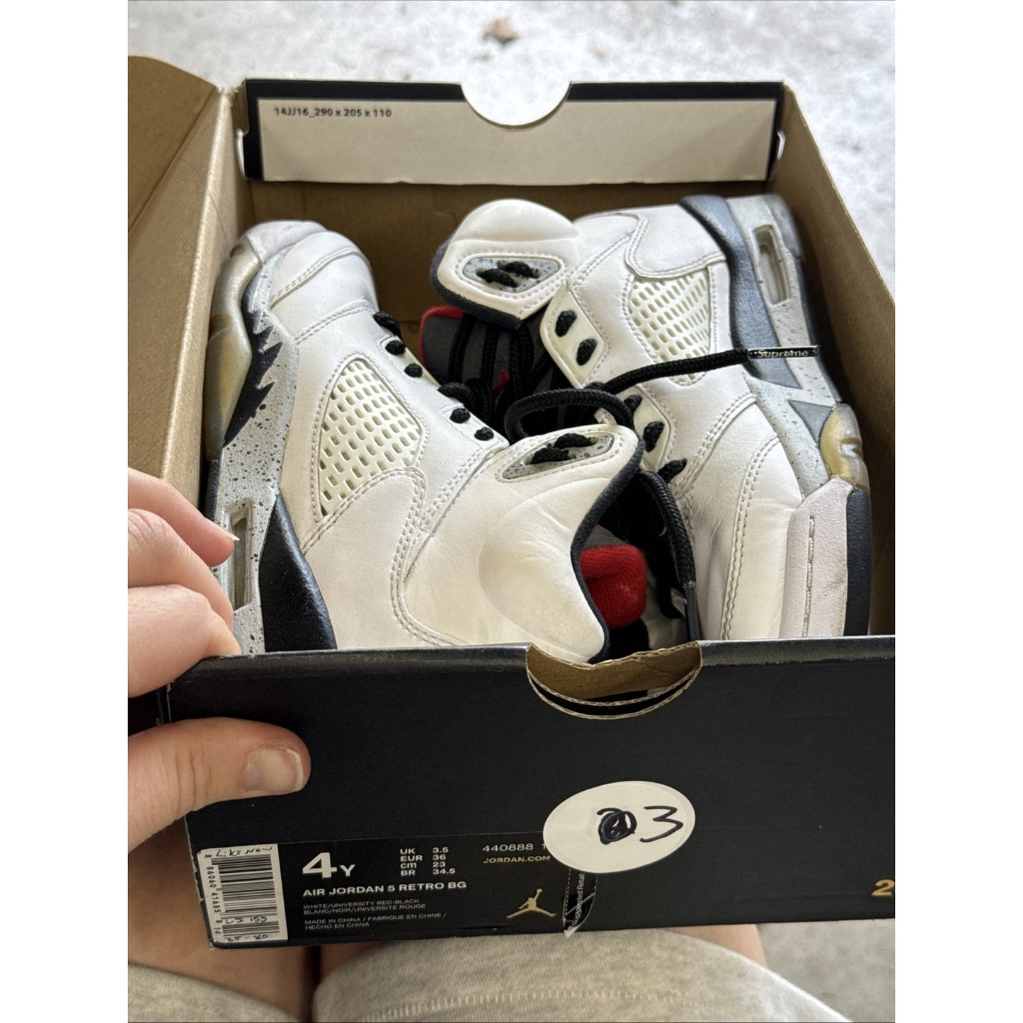 Air Jordan 5 Retro GS White Cement 440888-104 Youth Sz 4 Replacement Laces