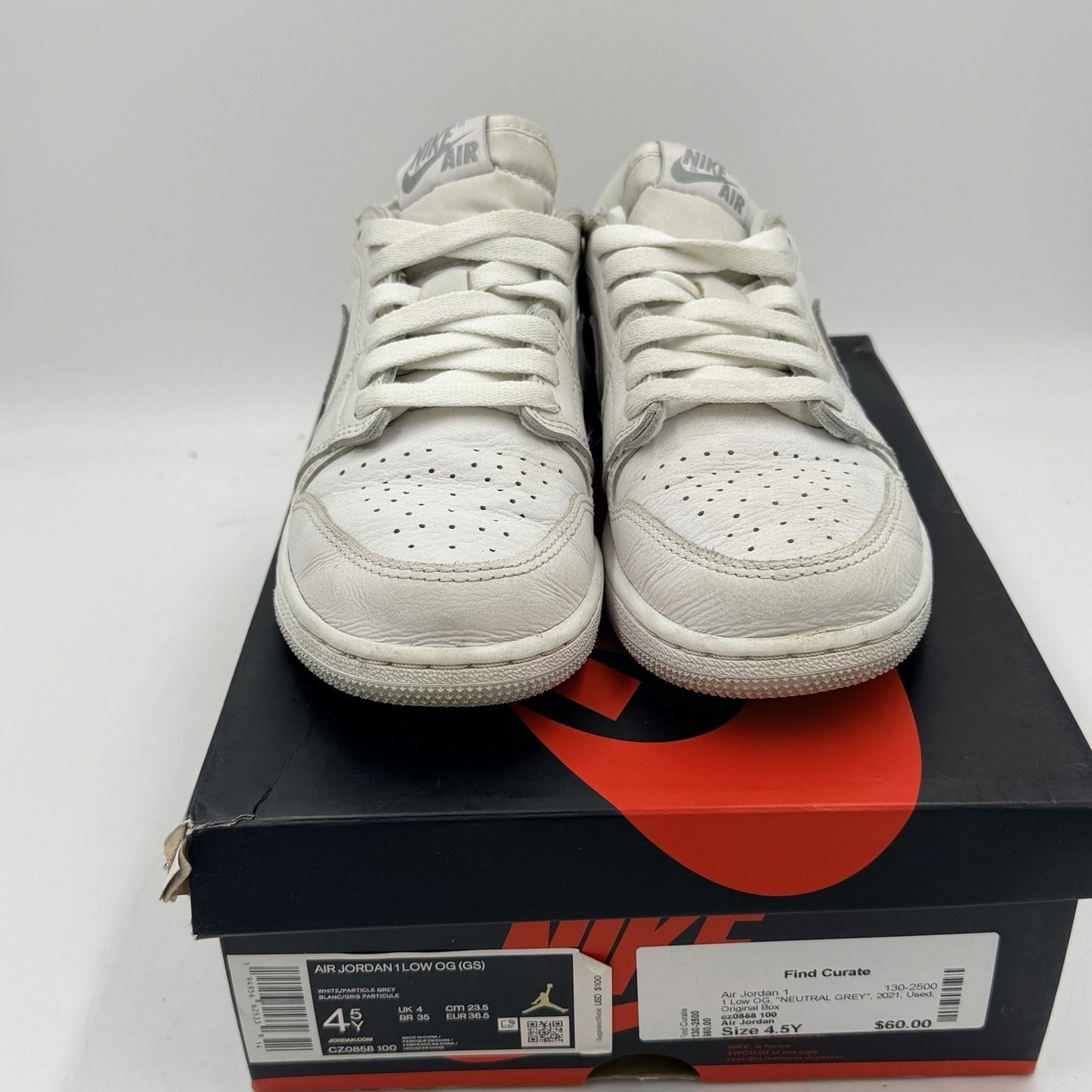 Size 4.5 (GS) - Jordan 1 Retro OG 2021 Mid Neutral Greyi