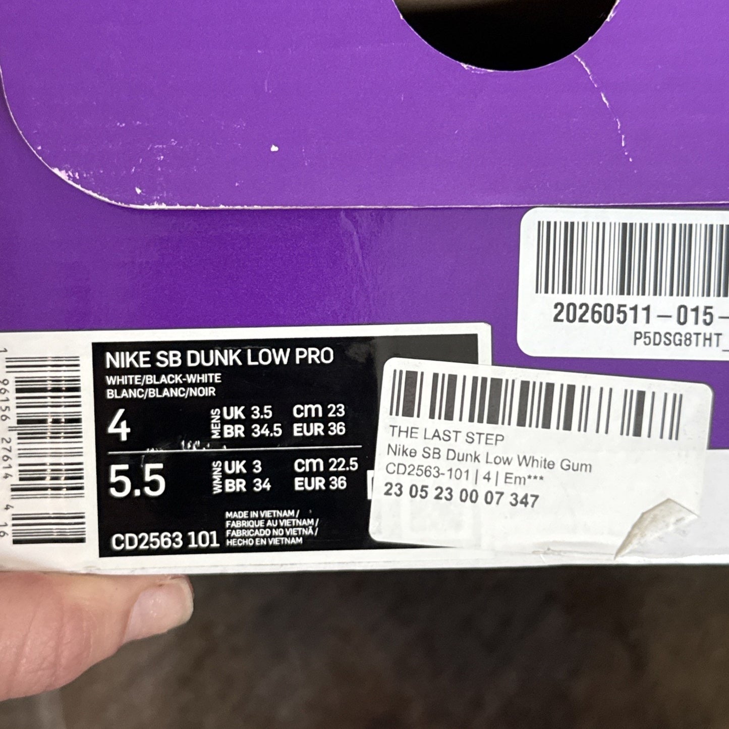 Nike Sb Dunk Low White Gum Bottom
