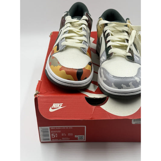 Size 4.5 (GS) - Nike Dunk Low SE Sail Multi-Camo