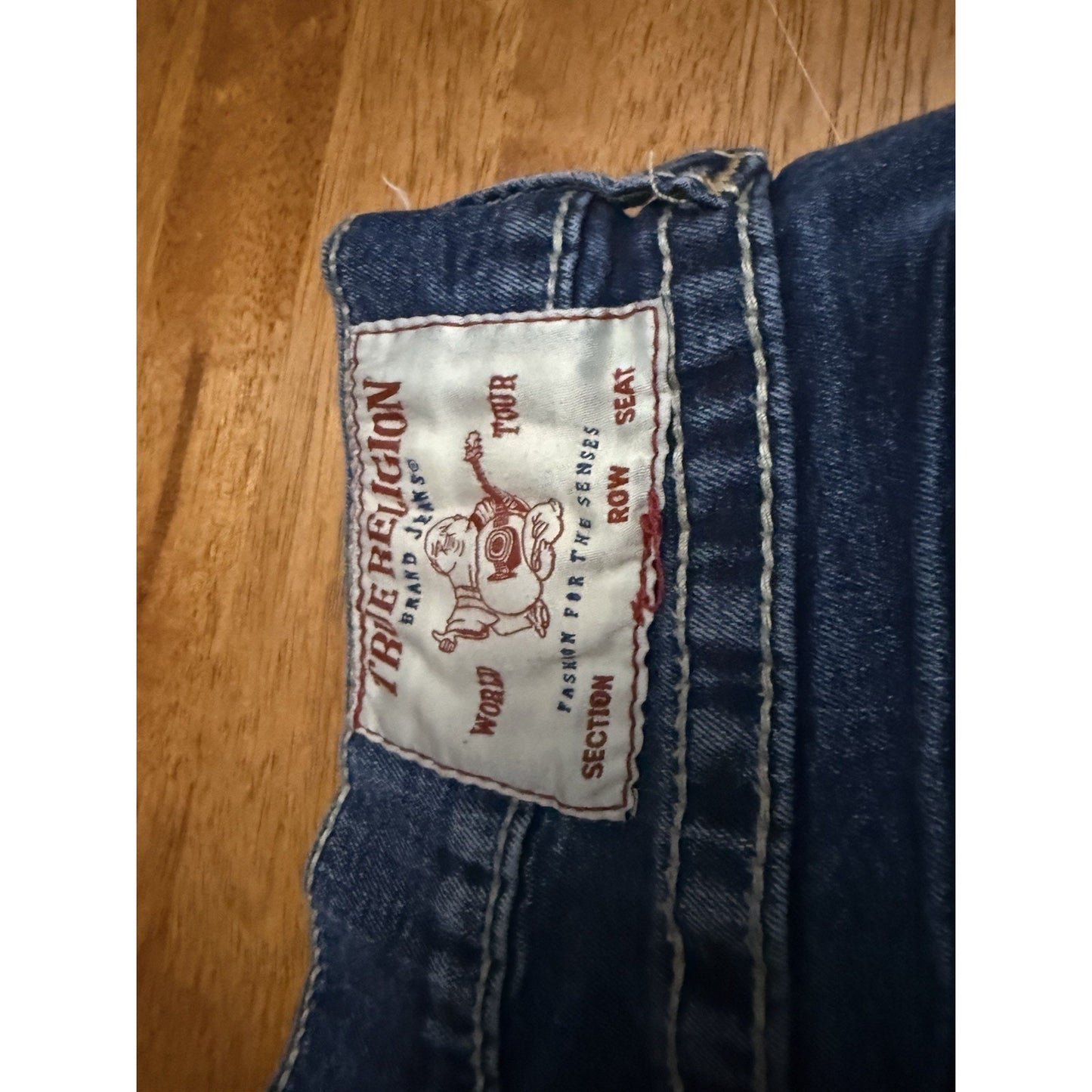 TRUE RELIGION ROCCO BIG T STITCH FLAP RELAXED SKINNY JEANS SZ 34x32