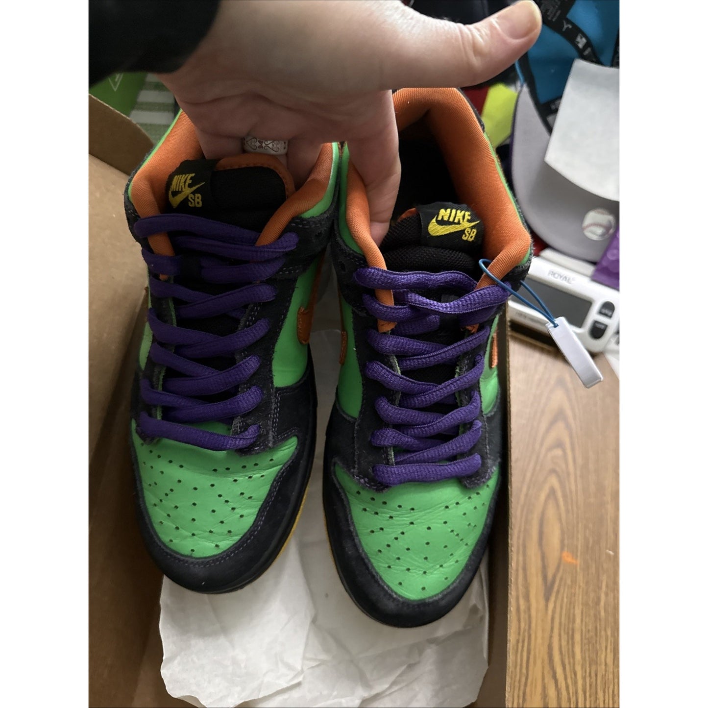 Size 8 - Nike Dunk Premium SB Low Green Spark Hoop Orange Halloween 313170 381