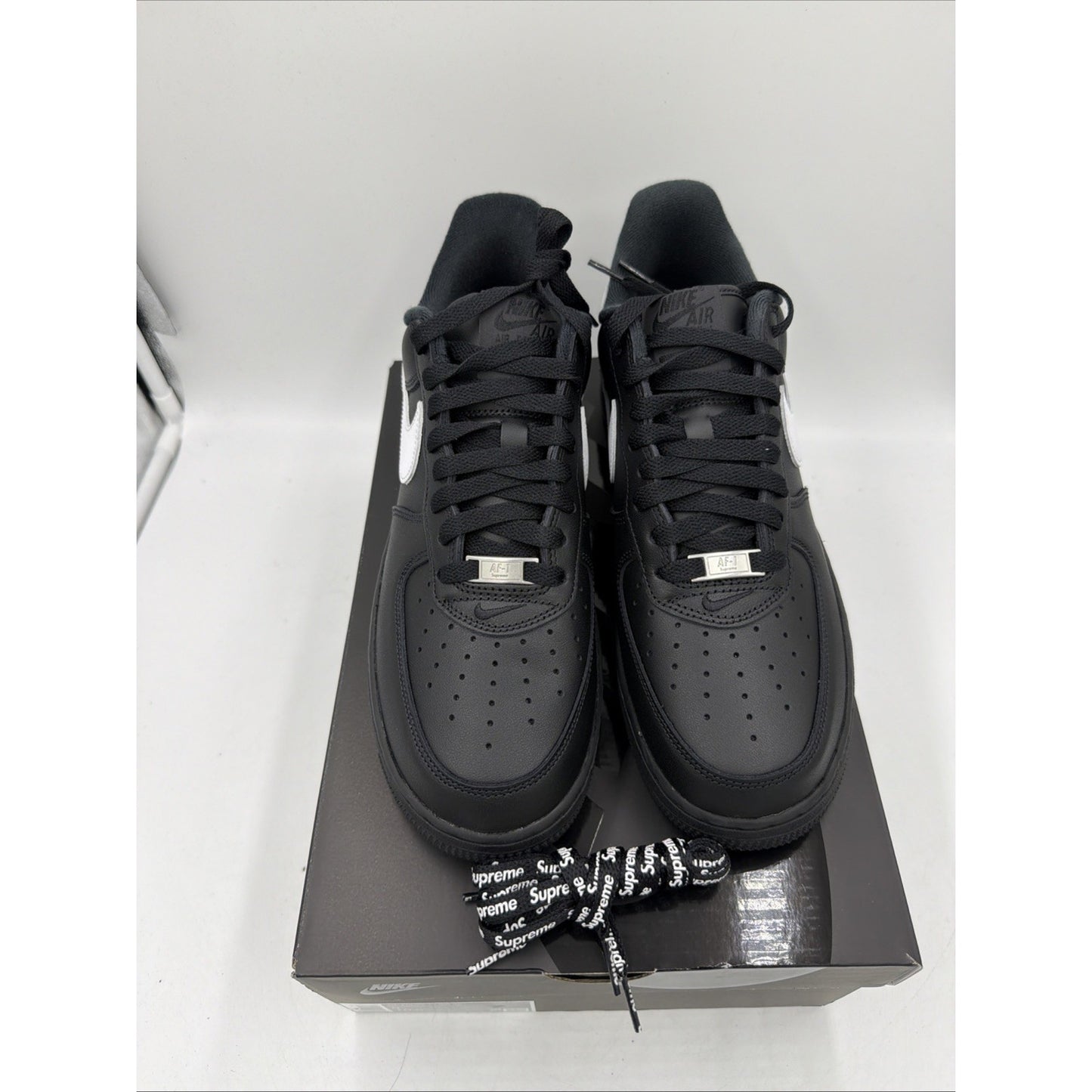 Size 9 - Nike Supreme x Air Force 1 Low Box Logo - Black White