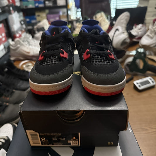 Toddler's Jordan 4 Retro OG Black/Fire Red-Deep Royal Blue (IB4387 003)