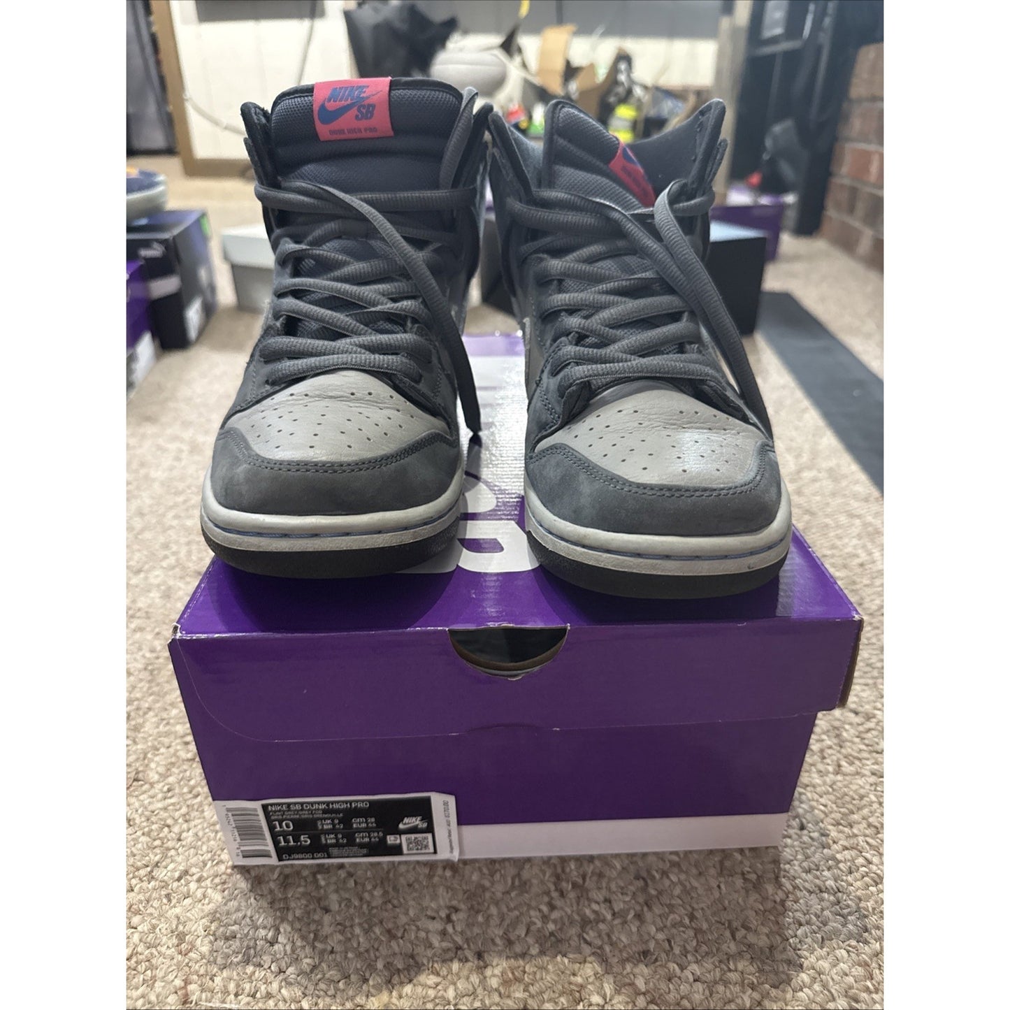 Size 10 - Nike Dunk Pro SB High Medium Grey Pink