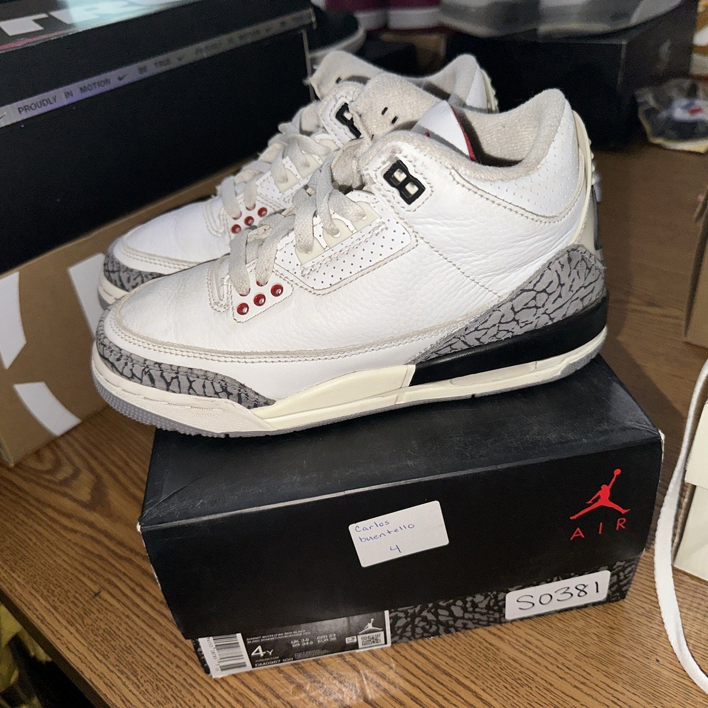 Air Jordan (GS) 3 Retro "WHITE CEMENT REIMAGINED" 2023 - Size 4Y - dm0967 100 ..