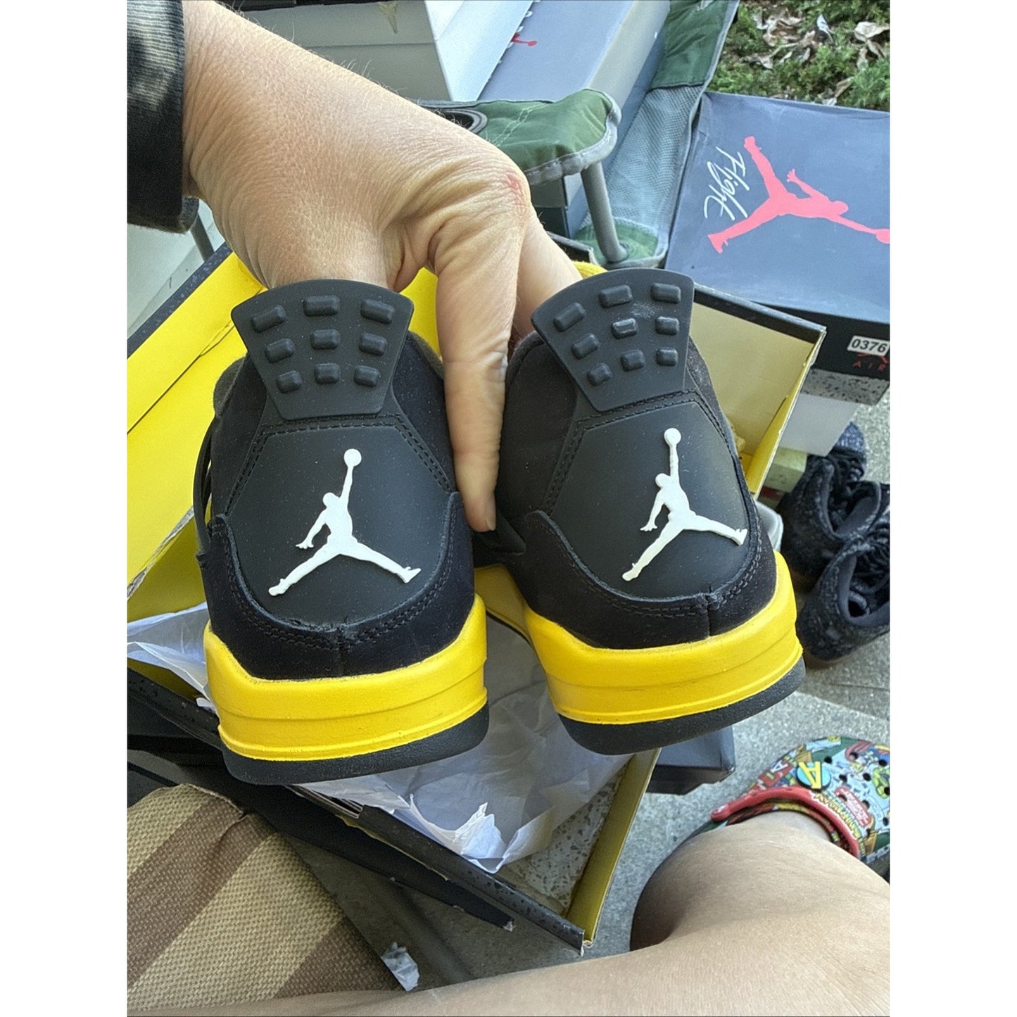 Jordan Air Jordan 4 Retro Black Yellow Suede Sneaker Unisex Kids 6.5Y