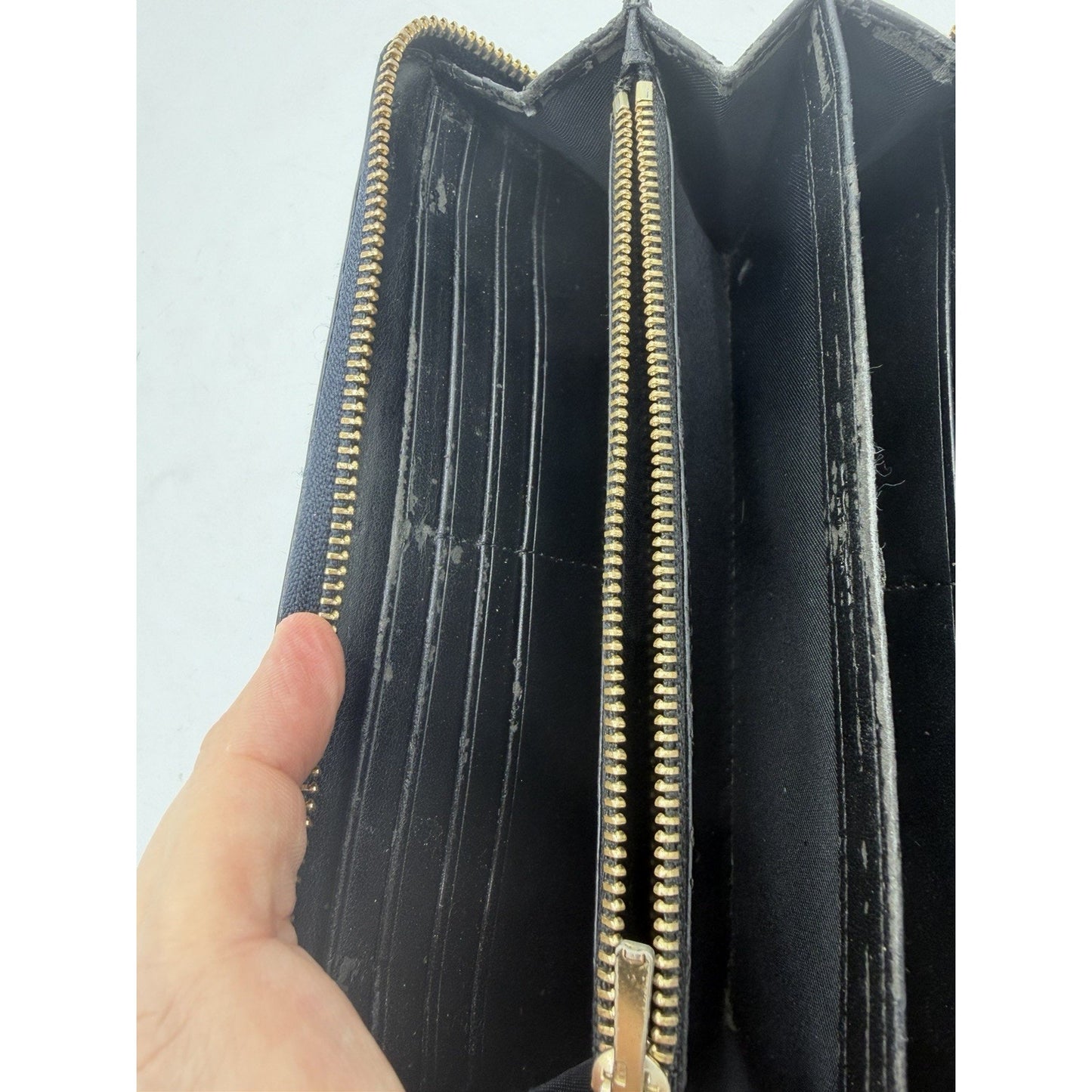 Coach Women Accordion Zip Wallet in Croc Embossed Leather Denim Blue