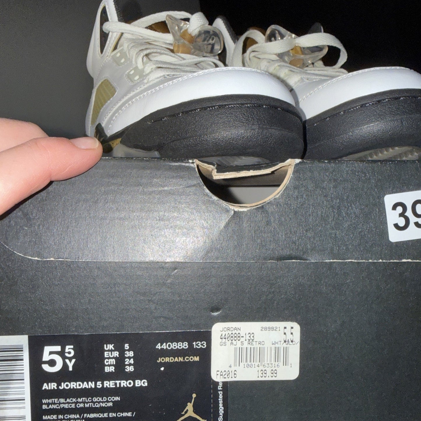 Size 5.5 Y Nike 440888–133 Jordan 5 Retro Olympic 2016