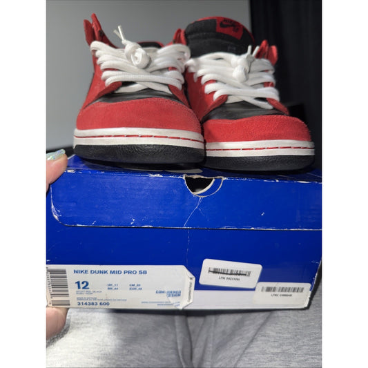 Size 12 M - Nike Dunk Pro Sb Mid Red LEP