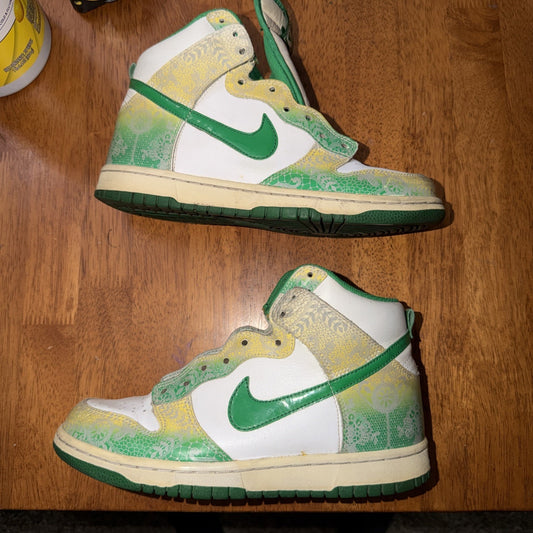 2008 Women's Nike Dunk High 6.0 Floral Gradient Green Size 7.5 Rare OG Vintage