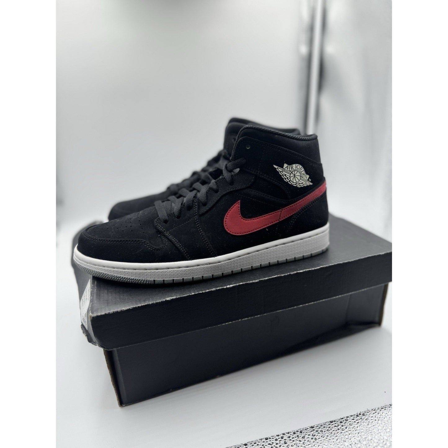 Size 10 - Air Jordan 1 Mid Multicolor Swoosh Black BS691