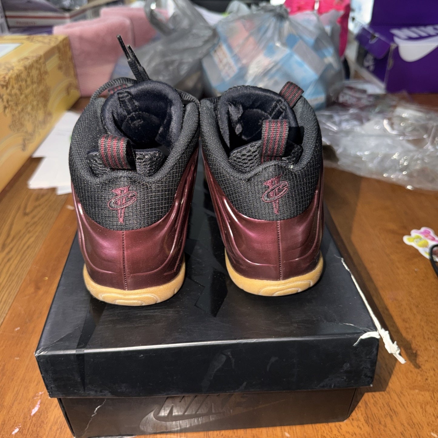 Size 7 (GS) - Nike Little Posite One Mid Night Maroon