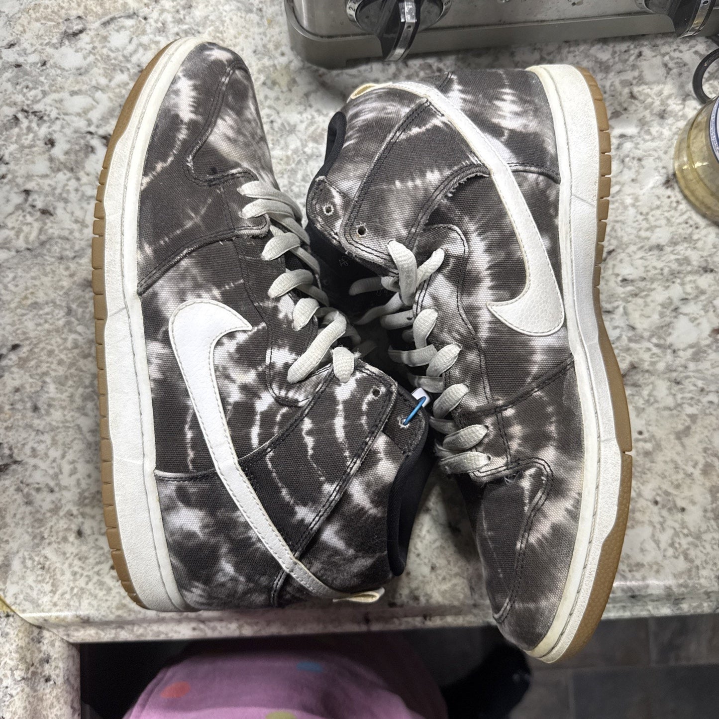 Nike SB Dunk High Skate Shoes Black Tie-Dye Medium US Size 11