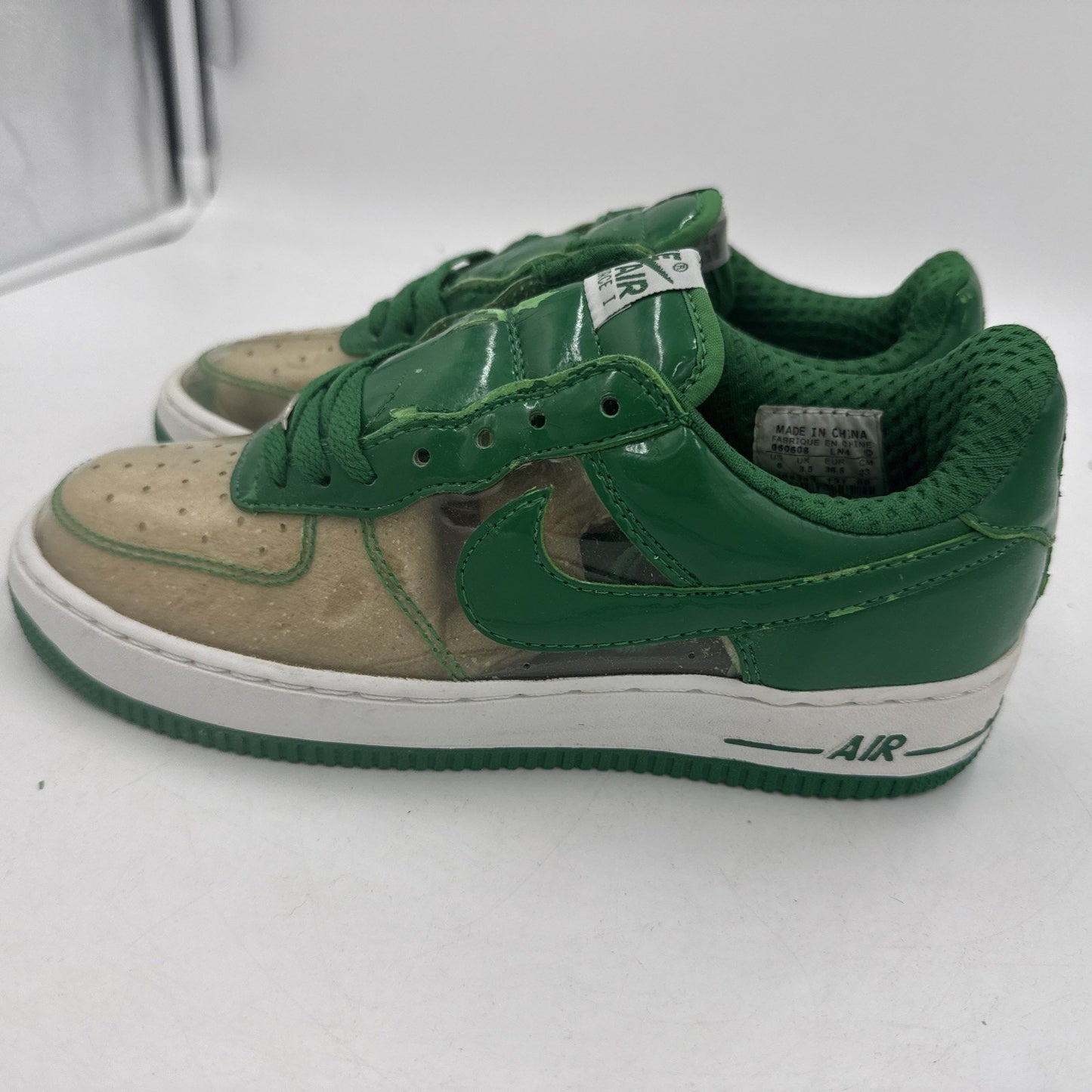 Size 6 Nike Air Force 1 Green And Clear 30635-131 2006 Rare Shoe