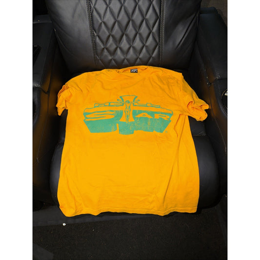 Hellstar Studios Path To Paradise Jesus Tee Golden Yellow Green Print Cross New