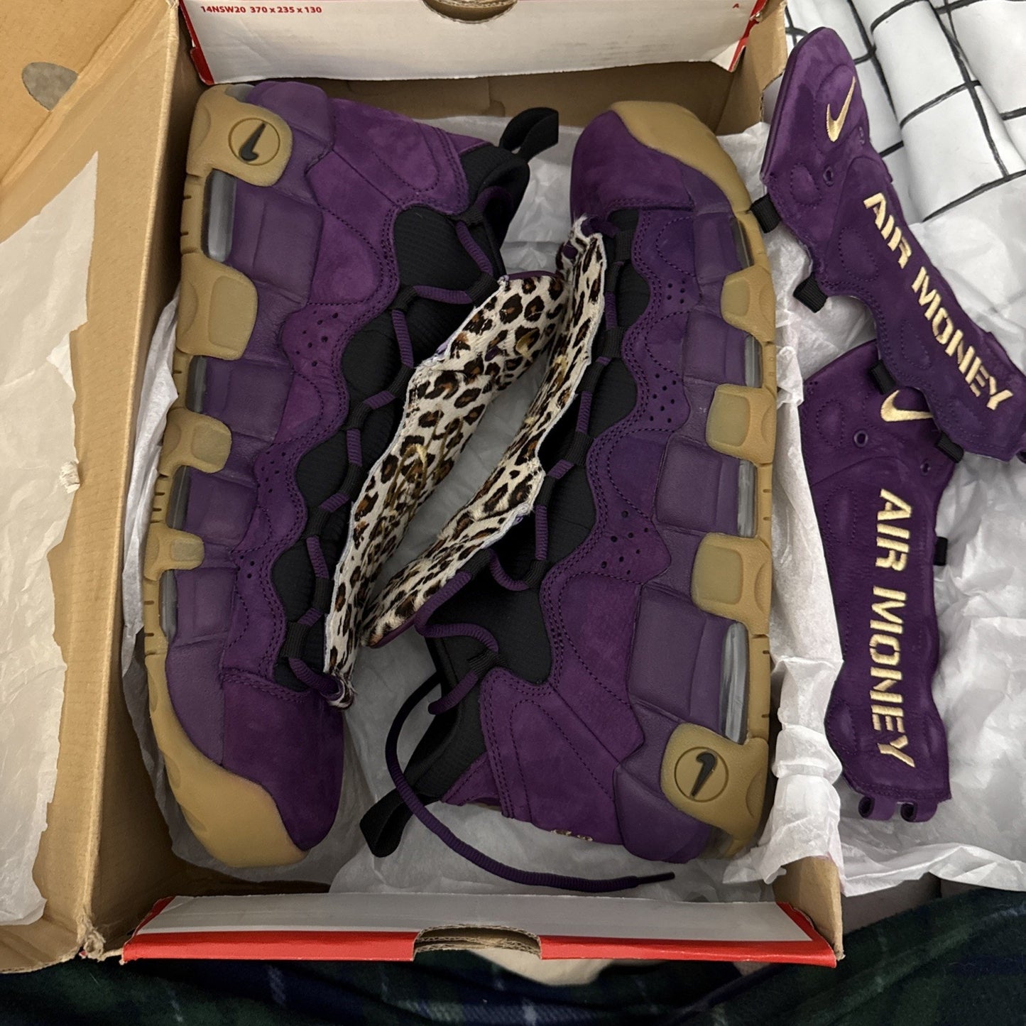 Nike Air More Money NYC Hustle Purple Leopard Mens sz 13