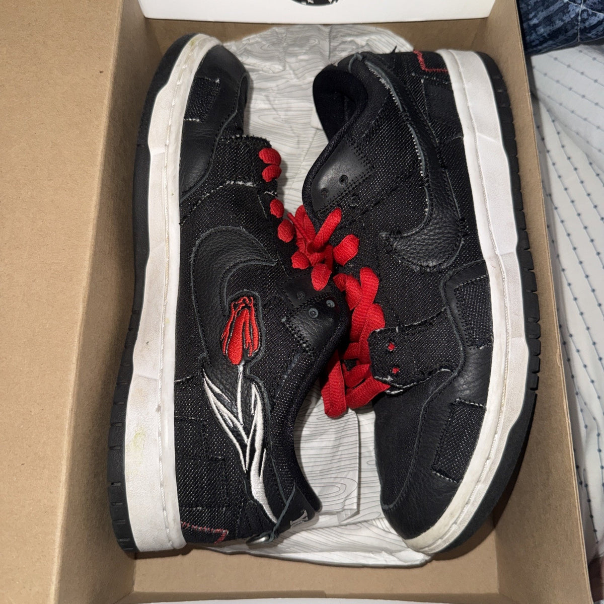 Size 7 - Wasted Youth x Nike Dunk SB Low Black Denim Special Box