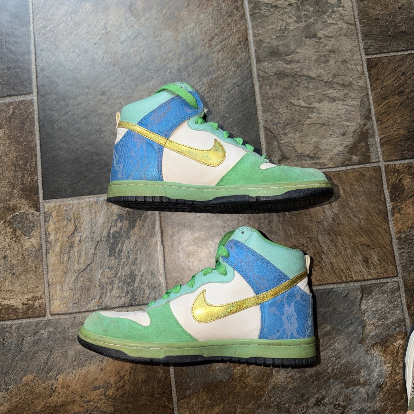 Size 8.5 - Nike Dunk 6.0 High White Gold Italy Blue W