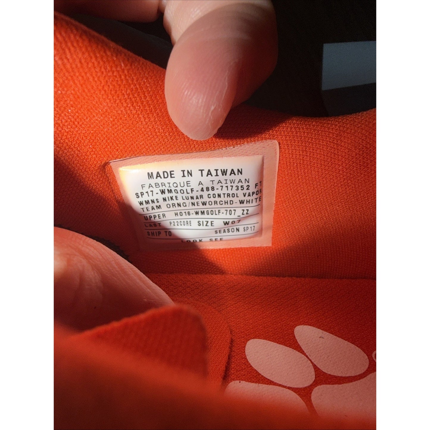 Size 7 W Nike Clemson Lunar Control Vapor Golf Shoe Look See Sample