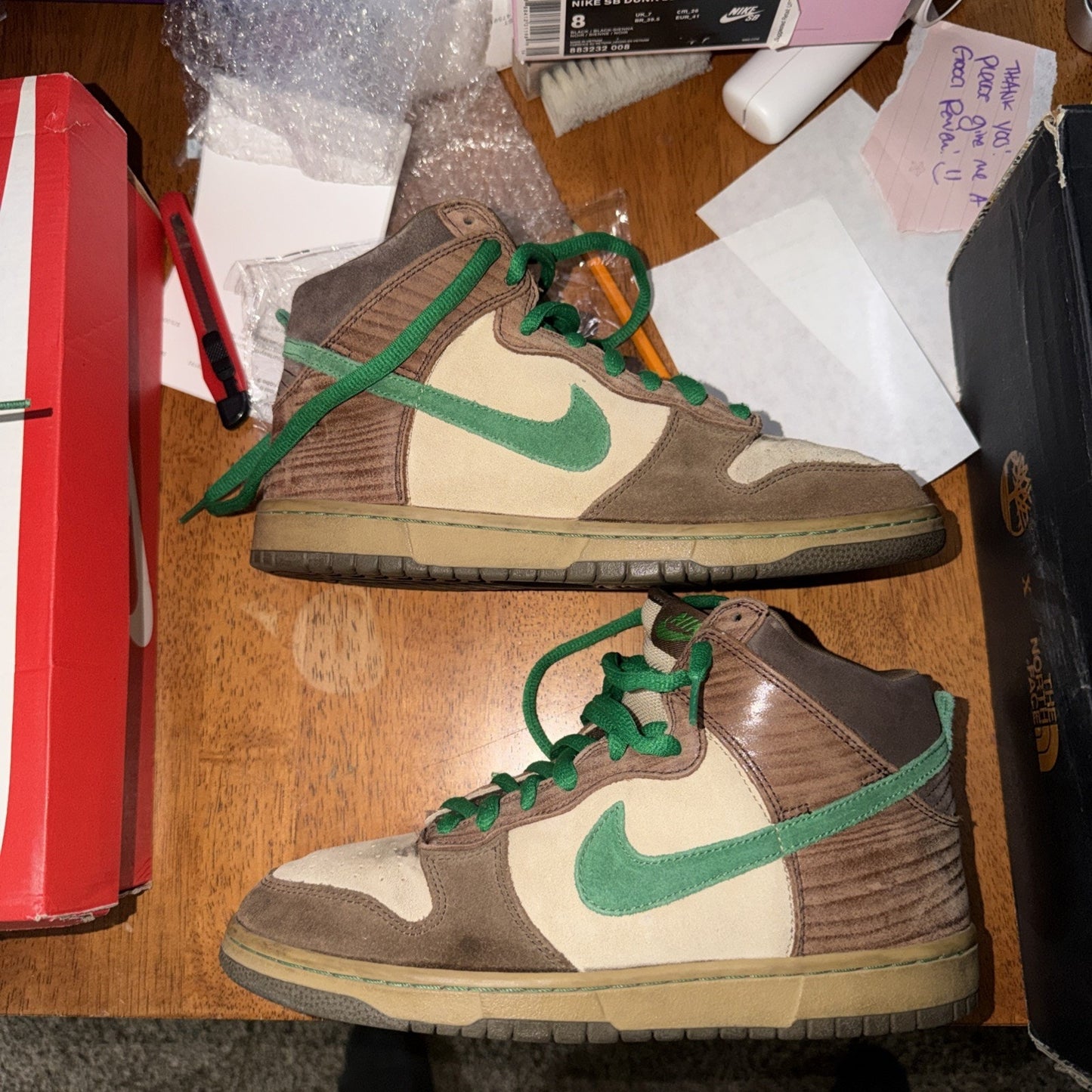 Size 9 - Nike Dunk Premium SB High Tweed Classic Green Wood Deck