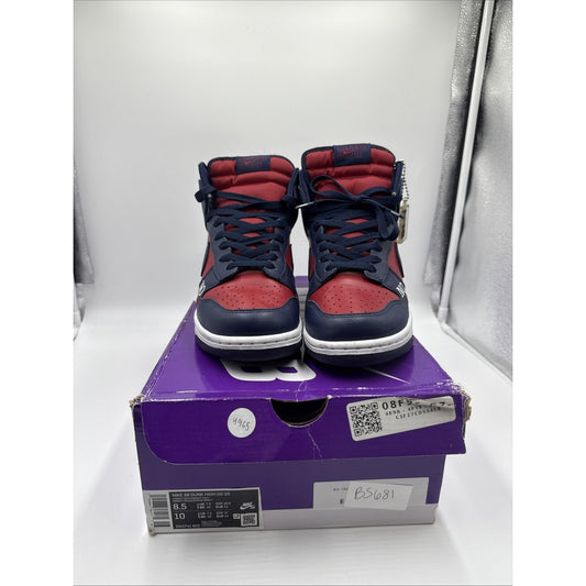 Size 8.5 - Nike Supreme x Dunk SB High By Any Means - Red Navy