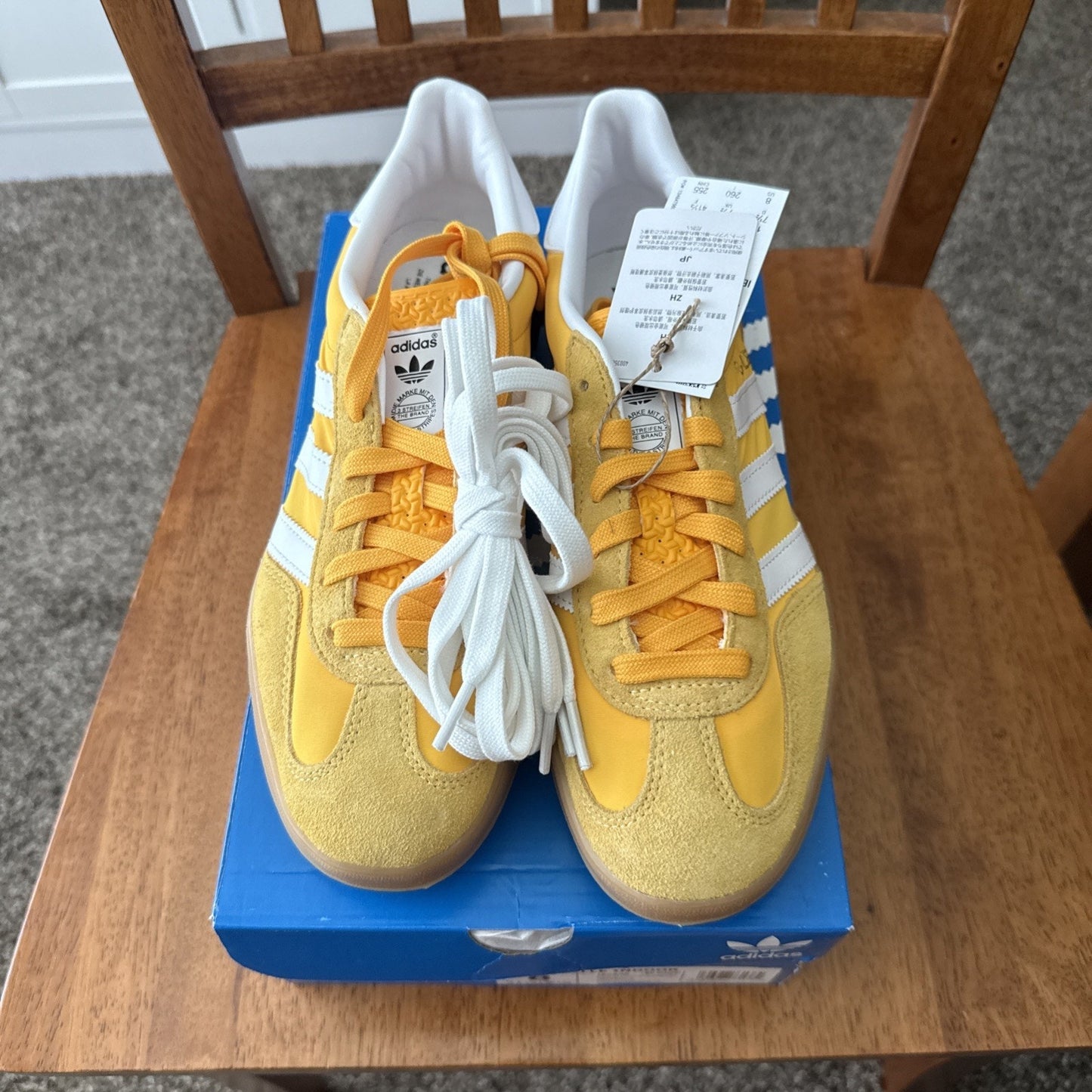 Size 8 Adidas Men's Gazelle Indoor Crew Yellow/Cloud White BS034