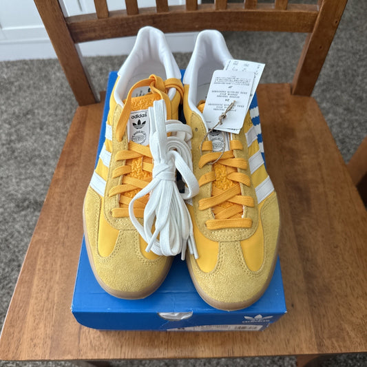 Size 8 Adidas Men's Gazelle Indoor Crew Yellow/Cloud White BS034