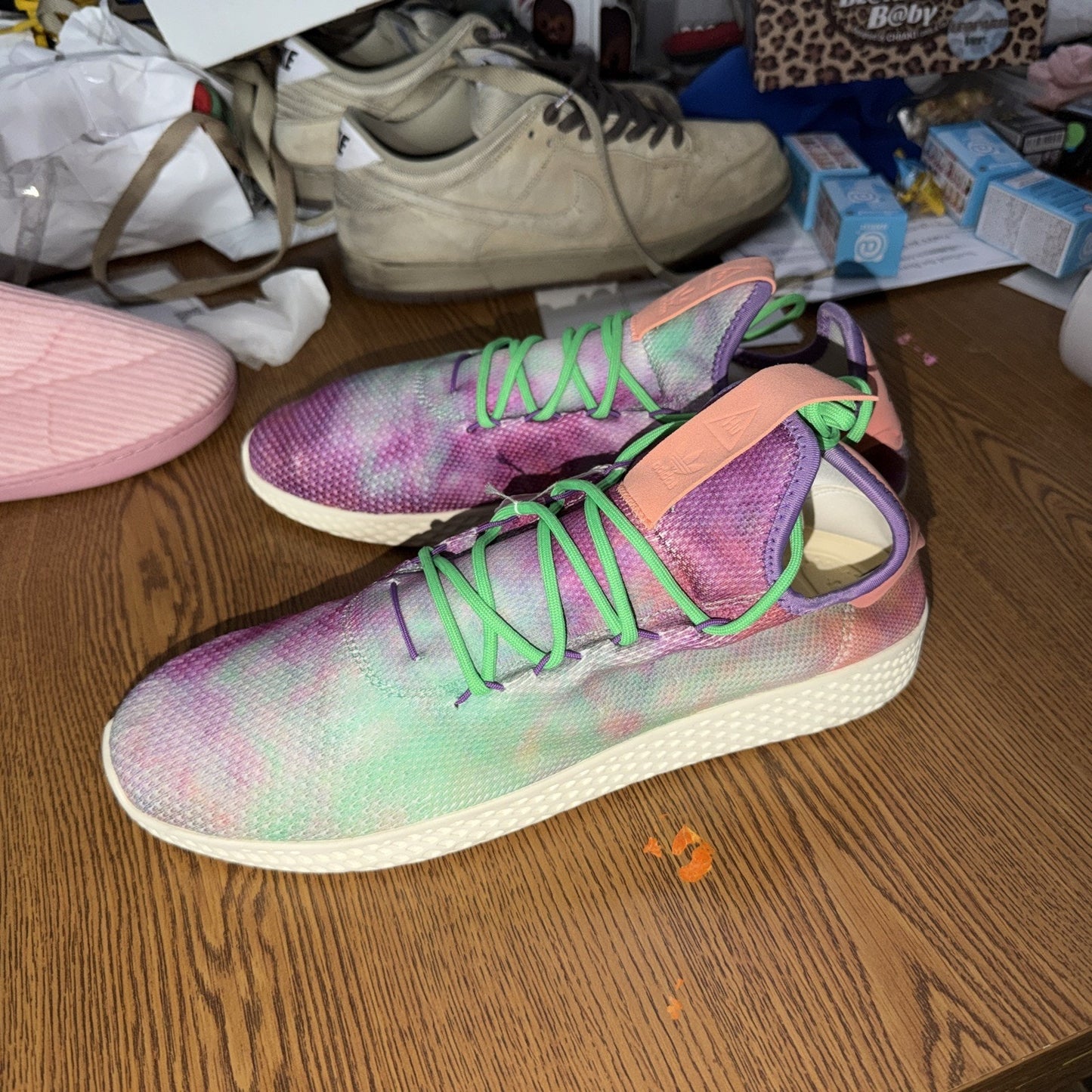 Size 12.5 - Pharrell x adidas Tennis Hu Holi Chalk Coral