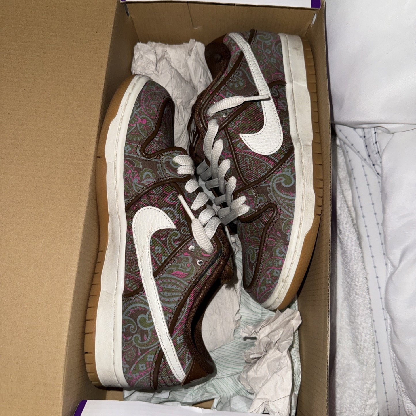 Nike SB Dunk Low Pro PRM Paisley Cacao White DH7534-200 Size 6