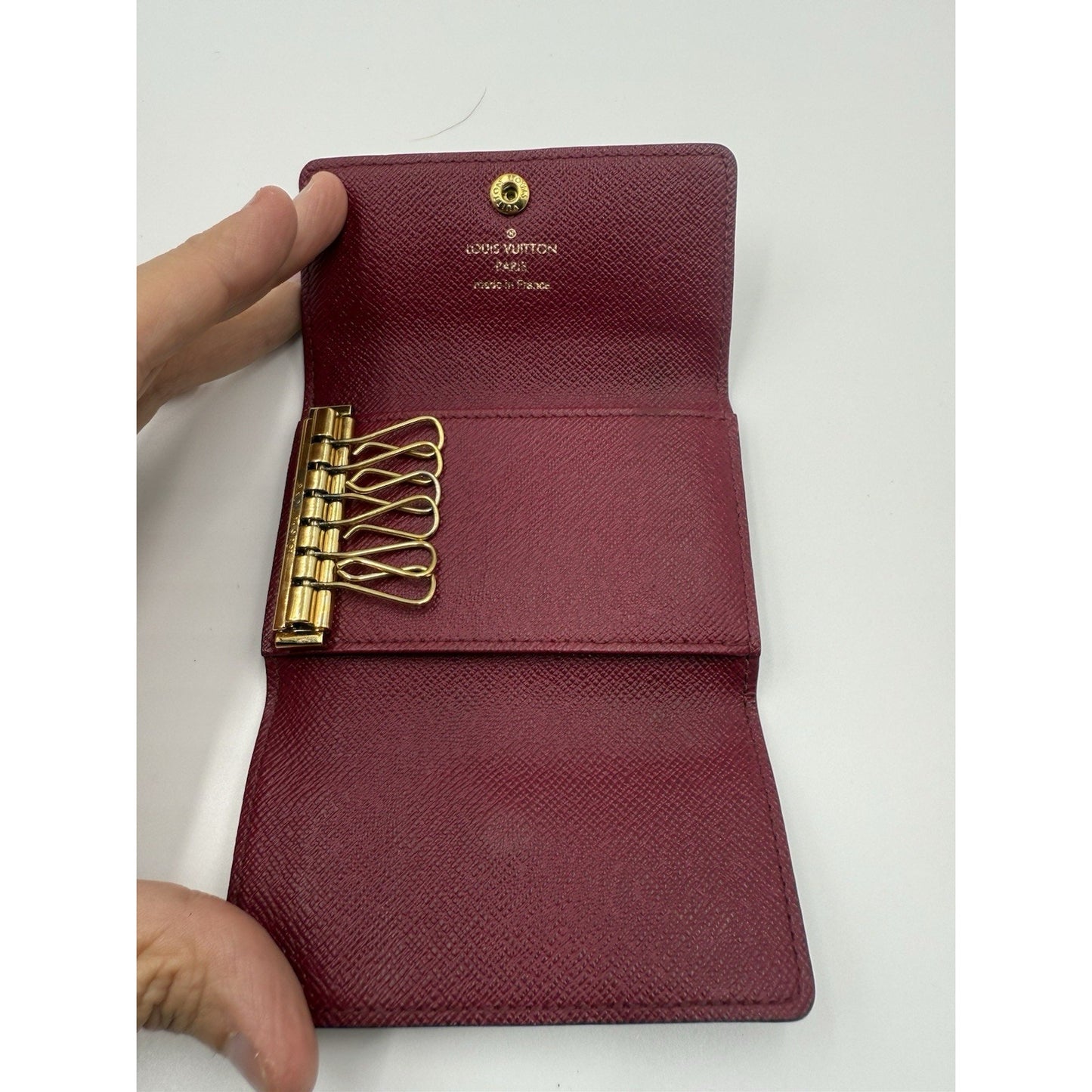 LOUIS VUITTON key case multicle 6 _ monogram canvas BRW_ fuchsia leather Used