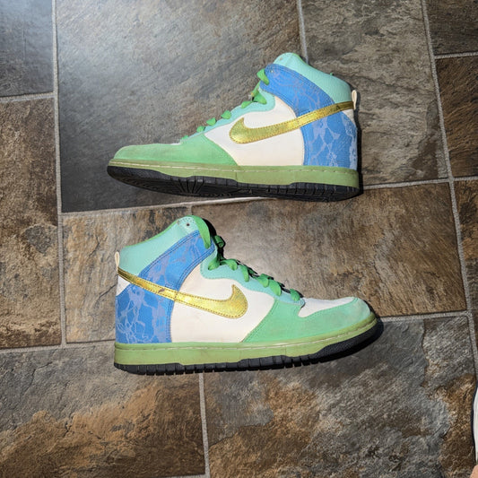 Size 8.5 - Nike Dunk 6.0 High White Gold Italy Blue W