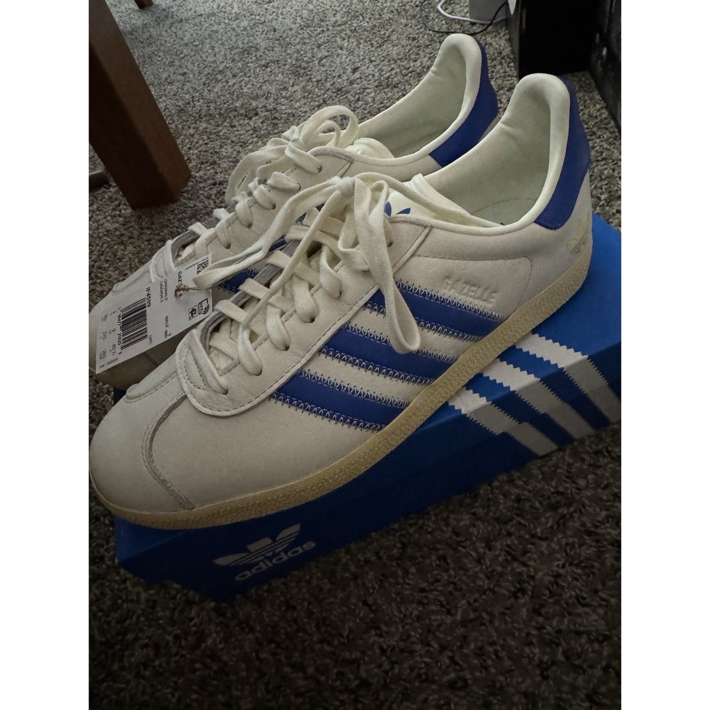 Size 9.5 Adidas Gazelle - Gazelle 'Ivory Bluebird' Shoe Palace Exclusive - IF4599 BS339