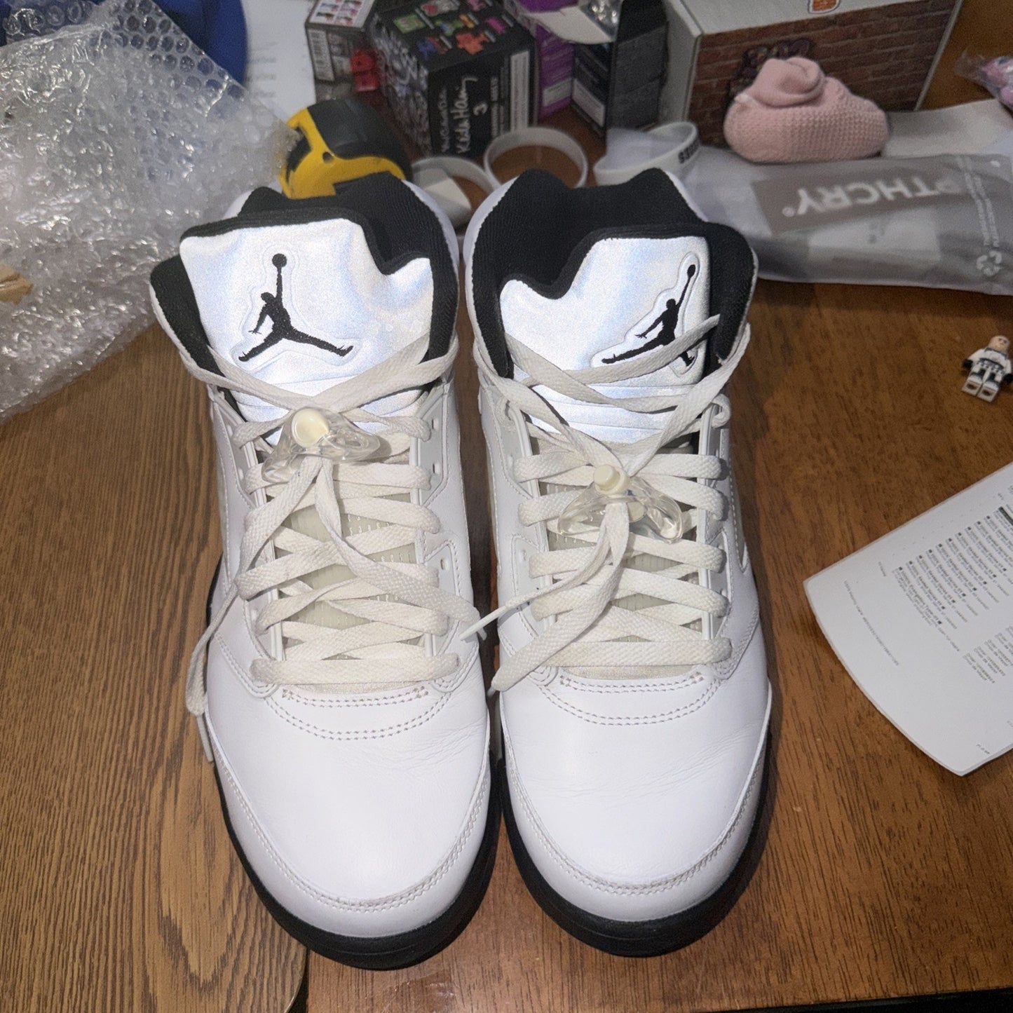 Nike Air Jordan 5 Retro Reverse Metallic White Black Size 10.5 DD0587-110
