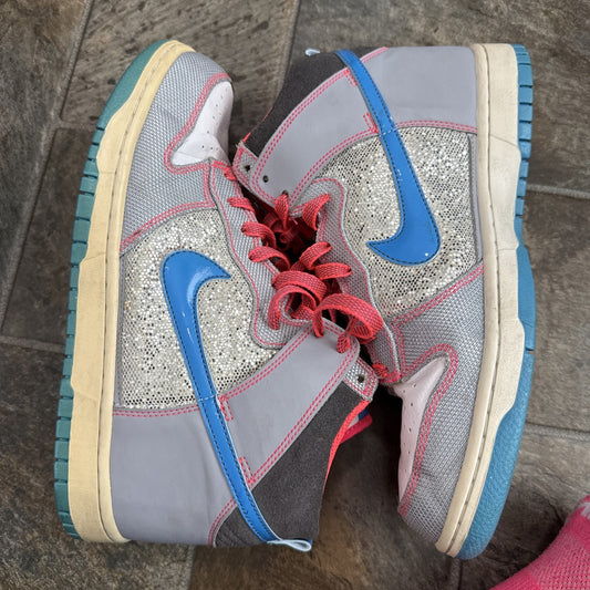Size 10 - Nike Dunk 6.0 Premium High Grey Sequin W
