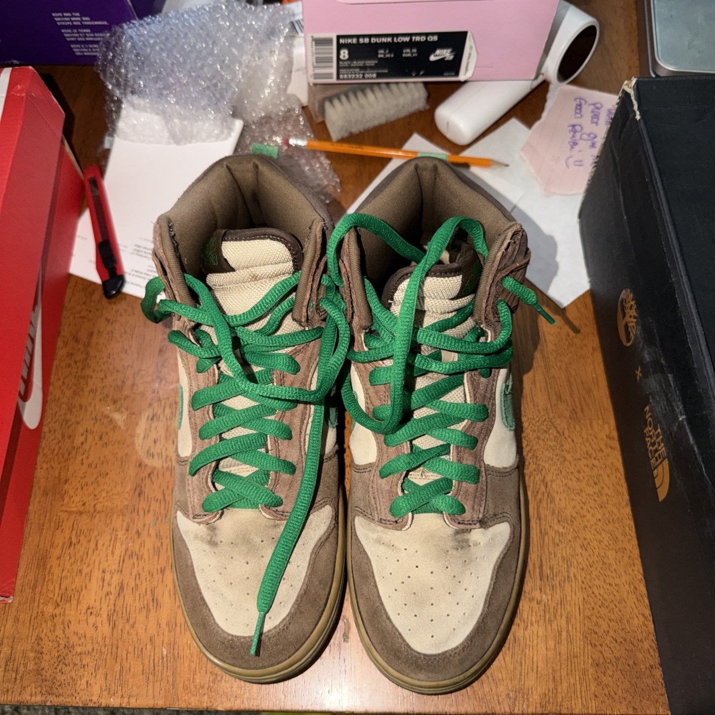 Size 9 - Nike Dunk Premium SB High Tweed Classic Green Wood Deck